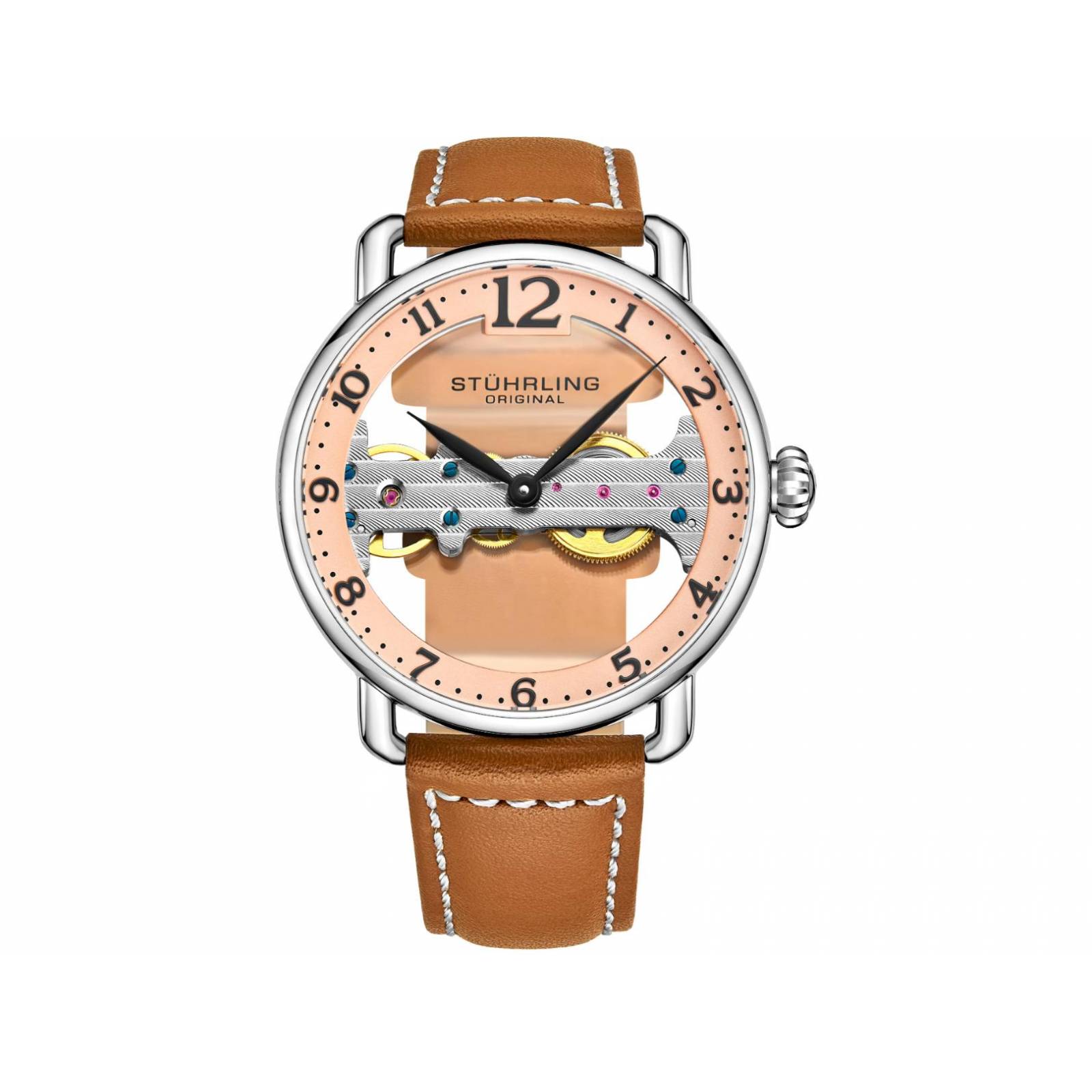 STUHRLING Sniper 3915 - Reloj de cuarzo de 42 mm, caja clásica aviador con correa de goma, Gris, Classic