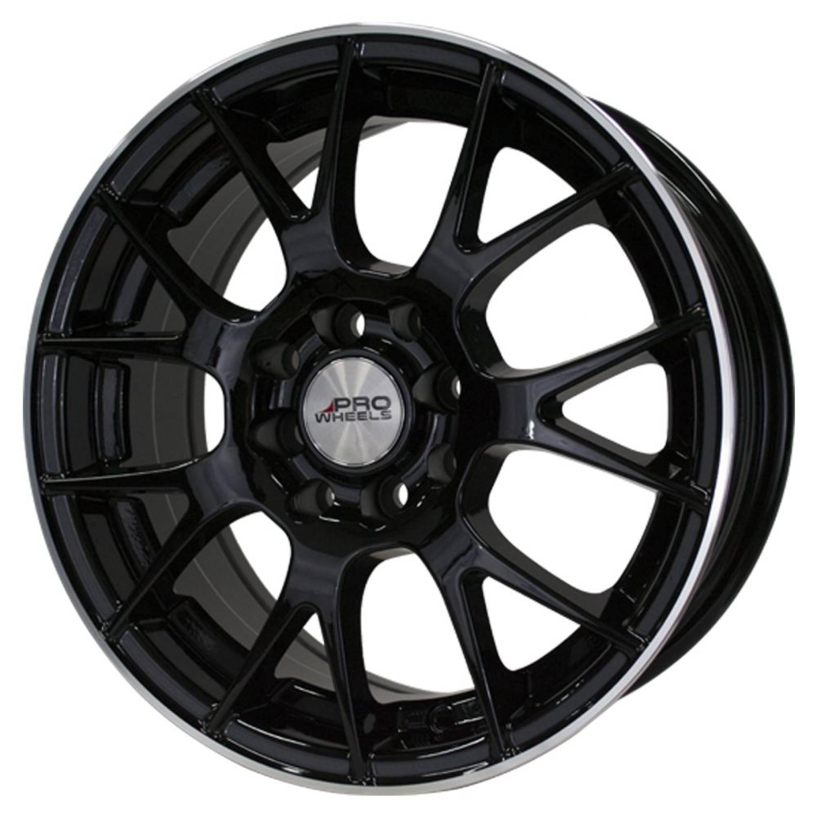 Rin 15X6.5 4-100/114.3 PRW Mod: P710 ET35 CB73.1 GLOSS BLACK WITH MACHINE LIP