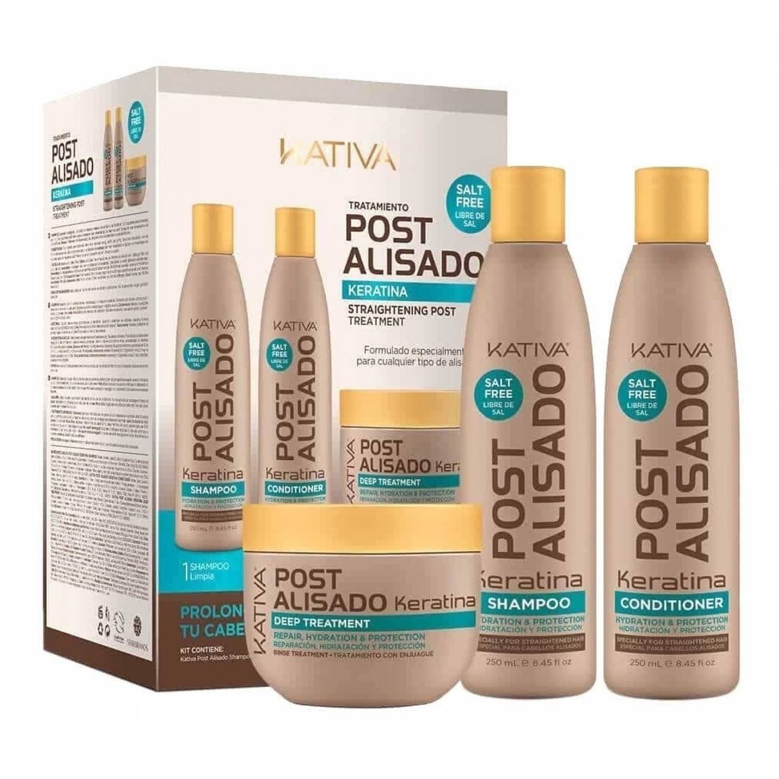 Kativa Kit Post Alisado Shampoo Acondicionador Tratamiento