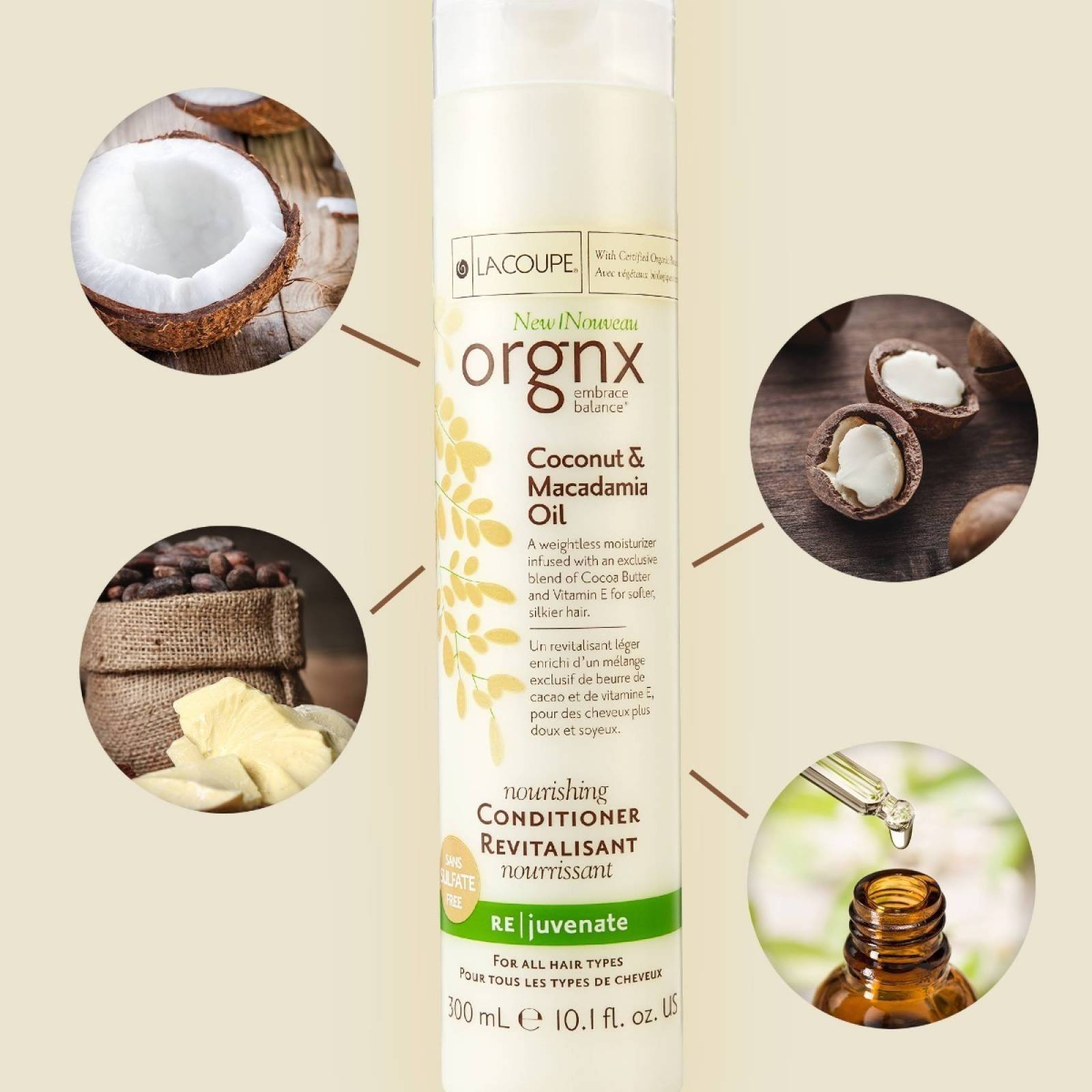 Lacoupe Orgnx Coco Y Macadamia Acondicionador Hidratación