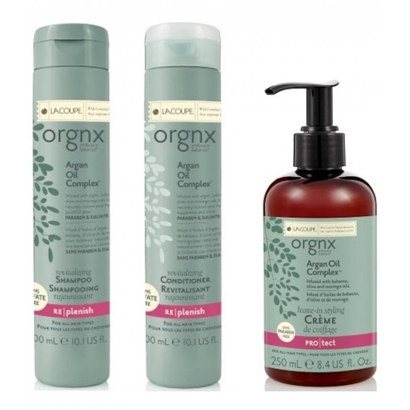 Lacoupe Orgnx Argan Oil Kit Shampoo Acondicionador Leave In