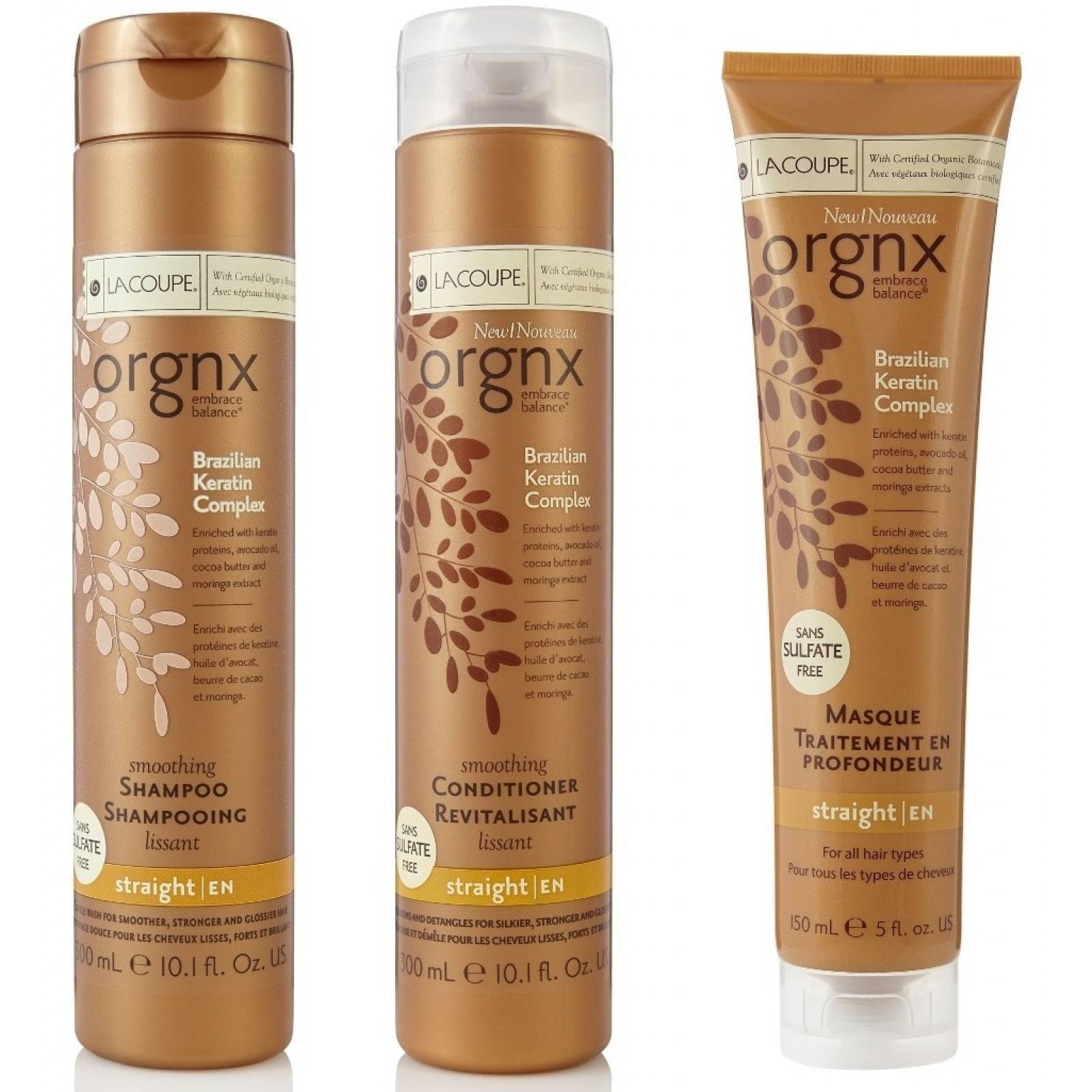 Lacoupe Orgnx Keratina Brasileña Shampoo Acond Tratamiento