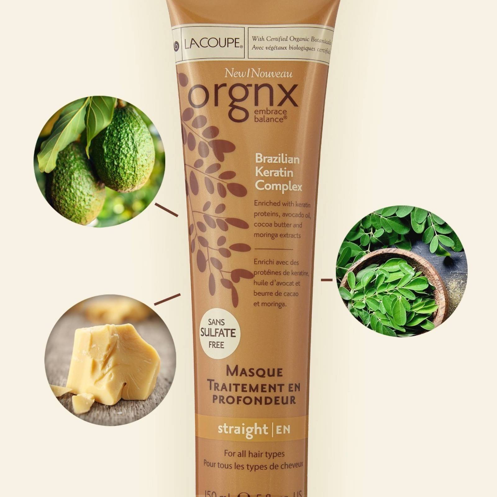 Lacoupe Orgnx Keratina Brasileña Shampoo Acond Tratamiento