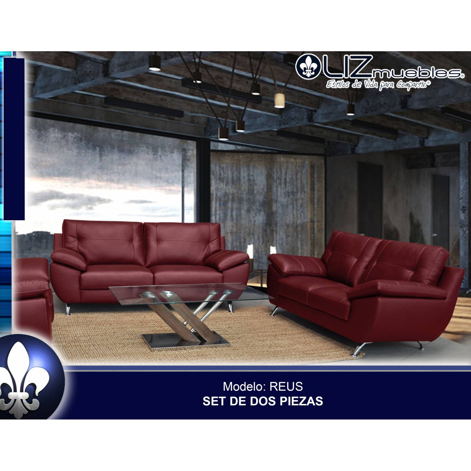 Sala De Piel Liz Muebles Modelo Reus Salas Rojo