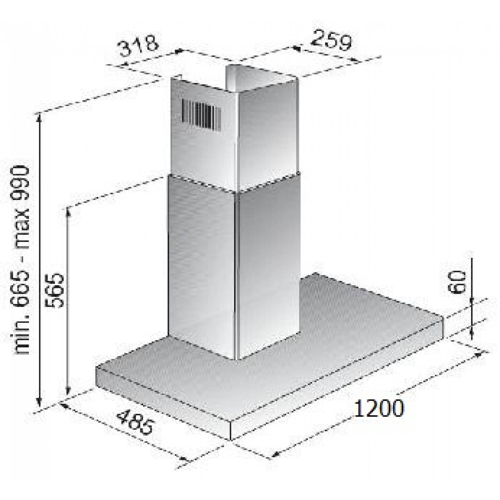 Campana Cocina Pared IHD CH Cancun 120 Cm Acero Inoxidable Rectangular