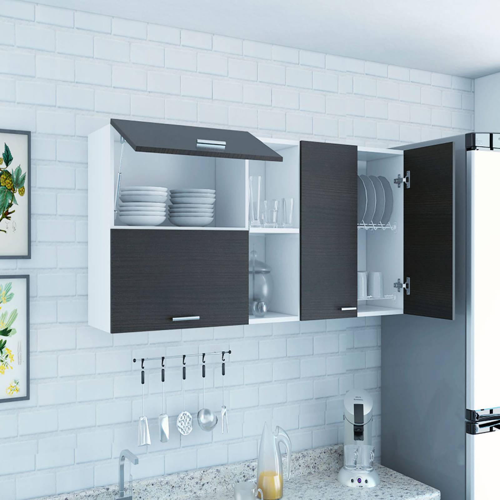 GABINETE DE PARED OPRA CUATRO PUERTAS COLOR CHOCOLATE