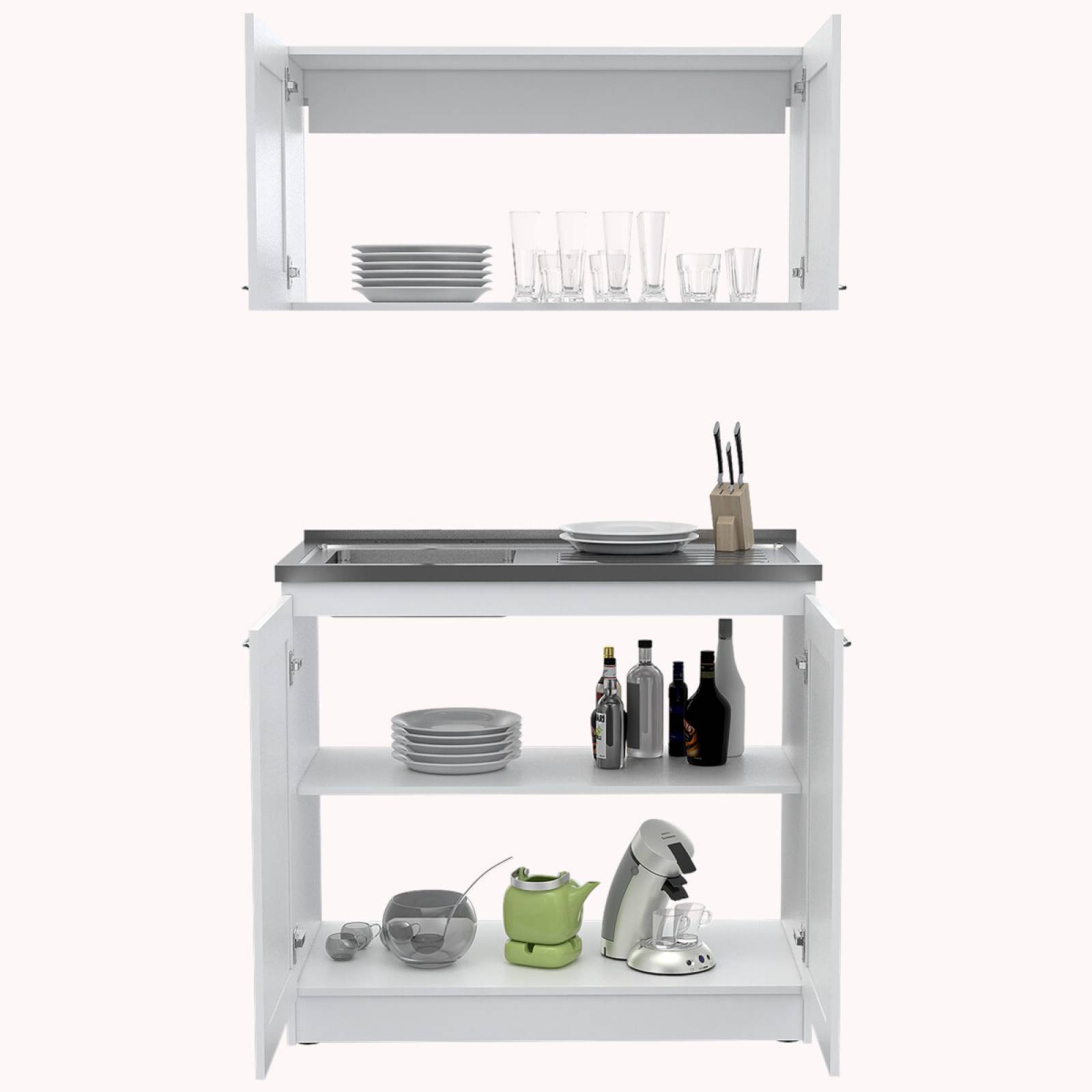 MODULO DE COCINA CON TARJA MODELO STAR ZURICH MARCA EXCELSIOR COLOR BLANCO