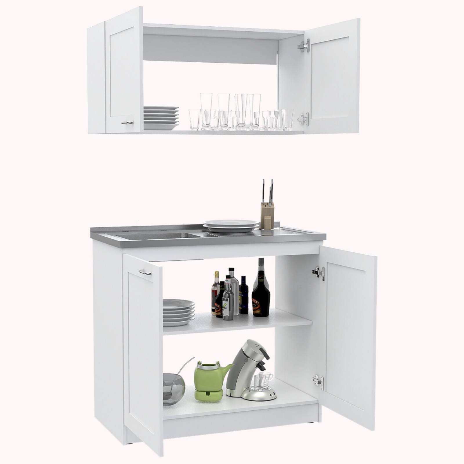 MODULO DE COCINA CON TARJA MODELO STAR ZURICH MARCA EXCELSIOR COLOR BLANCO