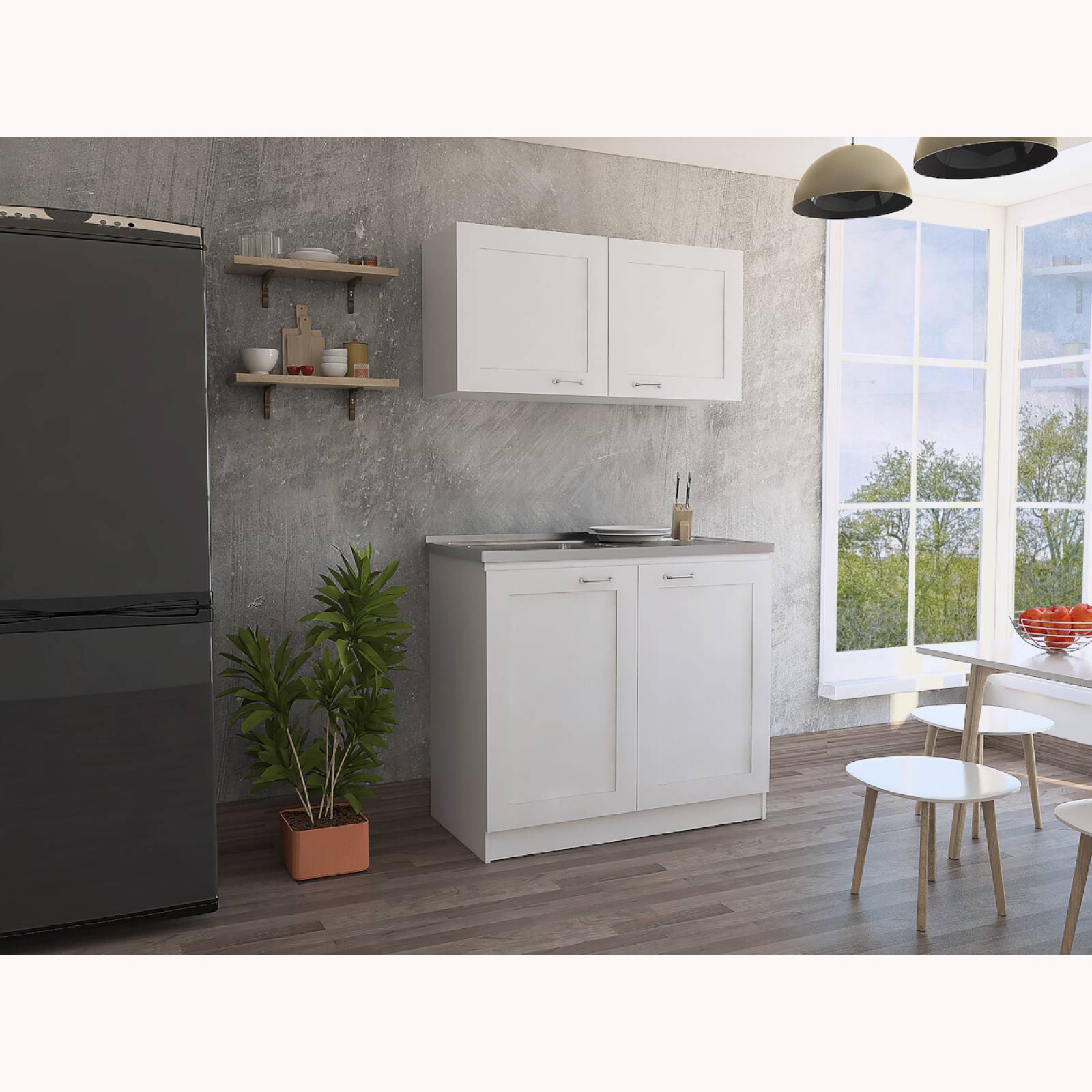 MODULO DE COCINA CON TARJA MODELO STAR ZURICH MARCA EXCELSIOR COLOR BLANCO