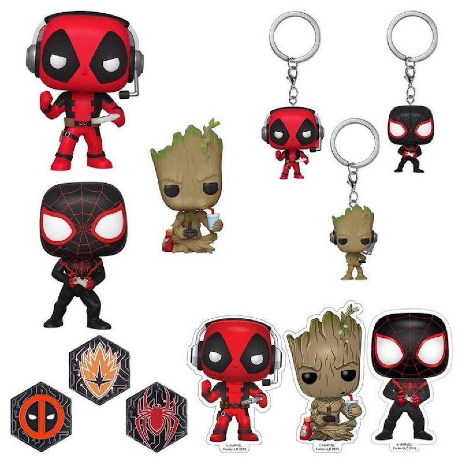 Caja Marvel Funko Pop Exclusivo Groot o Miles o Deadpool 