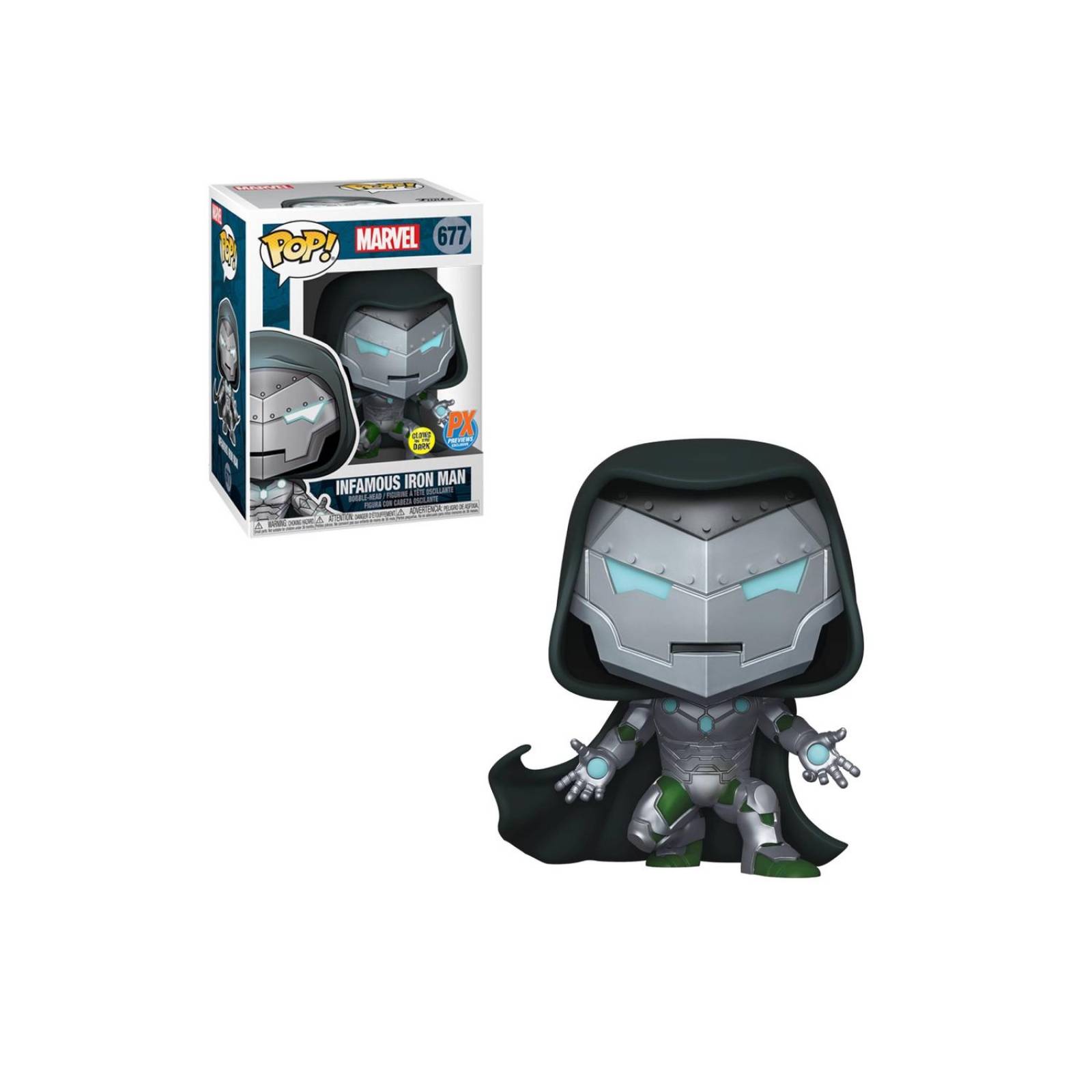 Infamous Iron Man (Victor Doom) Funko Pop Marvel GITD Exclusivo PX