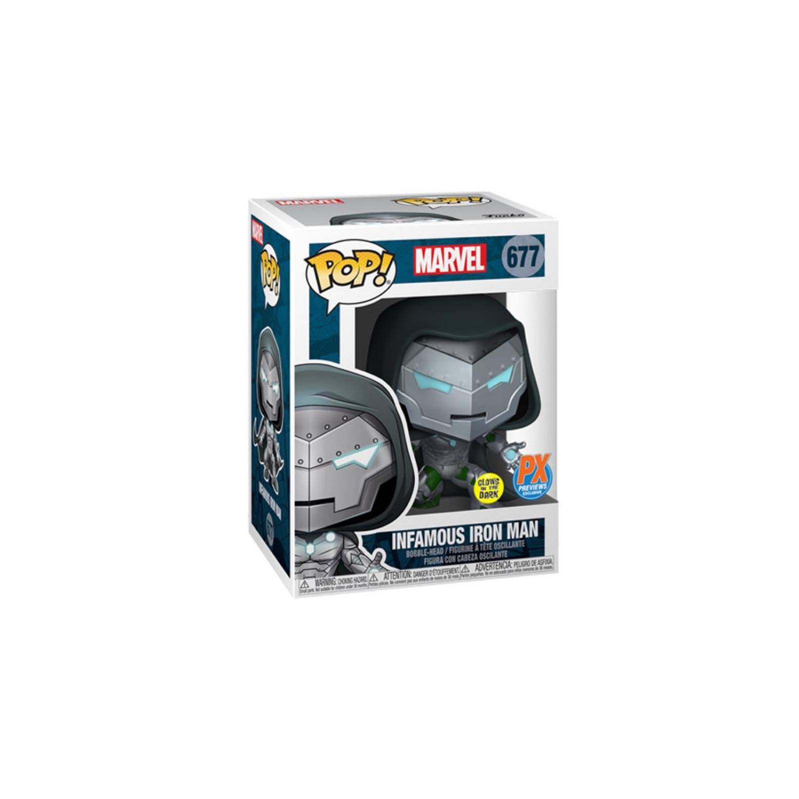 Infamous Iron Man (Victor Doom) Funko Pop Marvel GITD Exclusivo PX