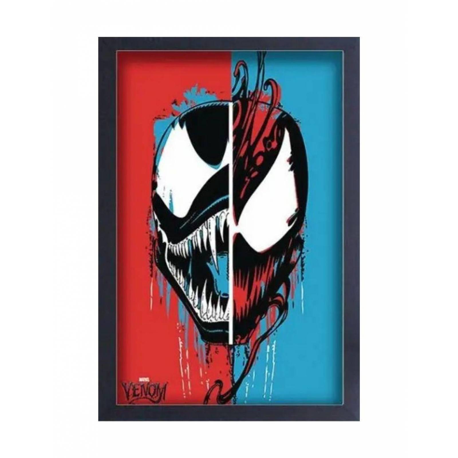 Spiderman y Venom Split Face 11 x 17 Impresión enmarcada