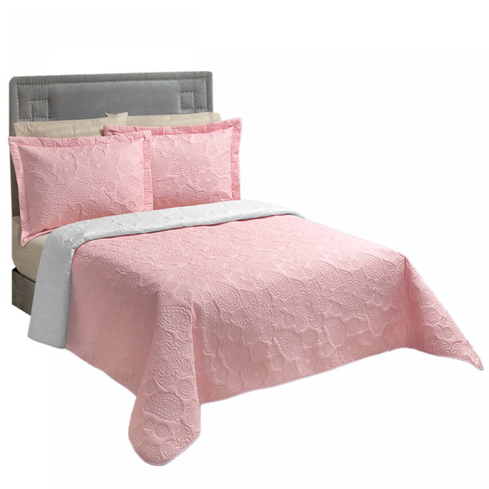 EdredÃ³n Capitonado Dos Vista Matrimonial Rosa Genova.