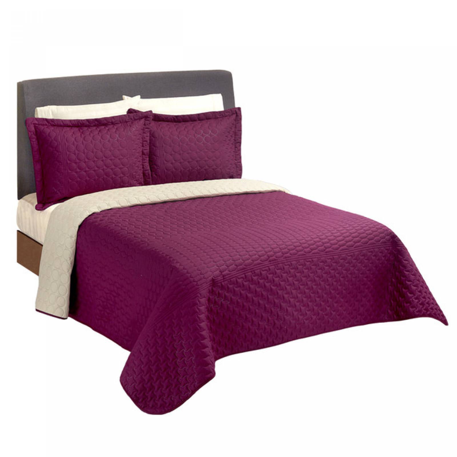 EdredÃ³n Capitonado Dos Vista Matrimonial Vino Lucca