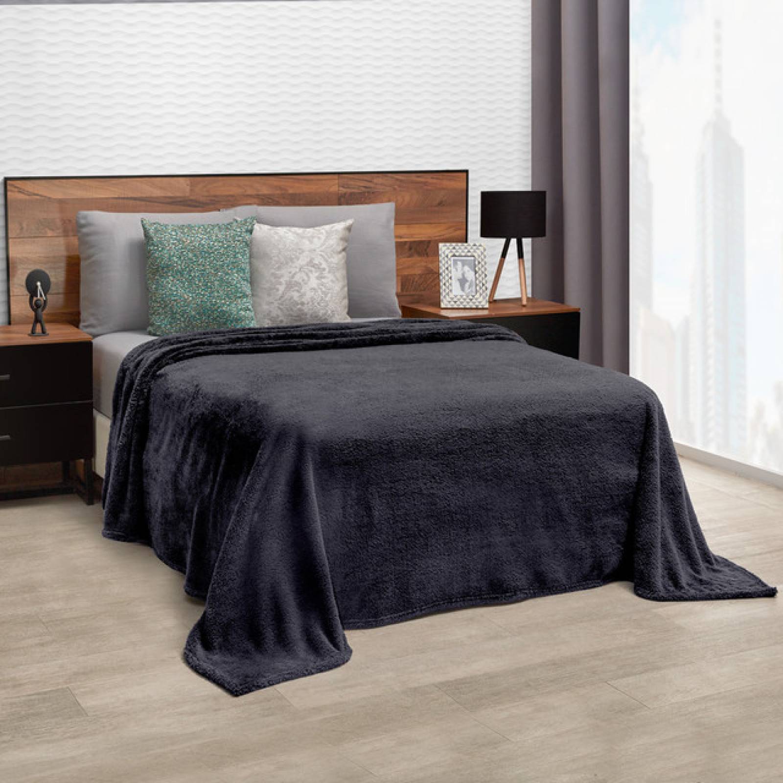 Frazada Matrimonial Negro Sherpa  Alicante