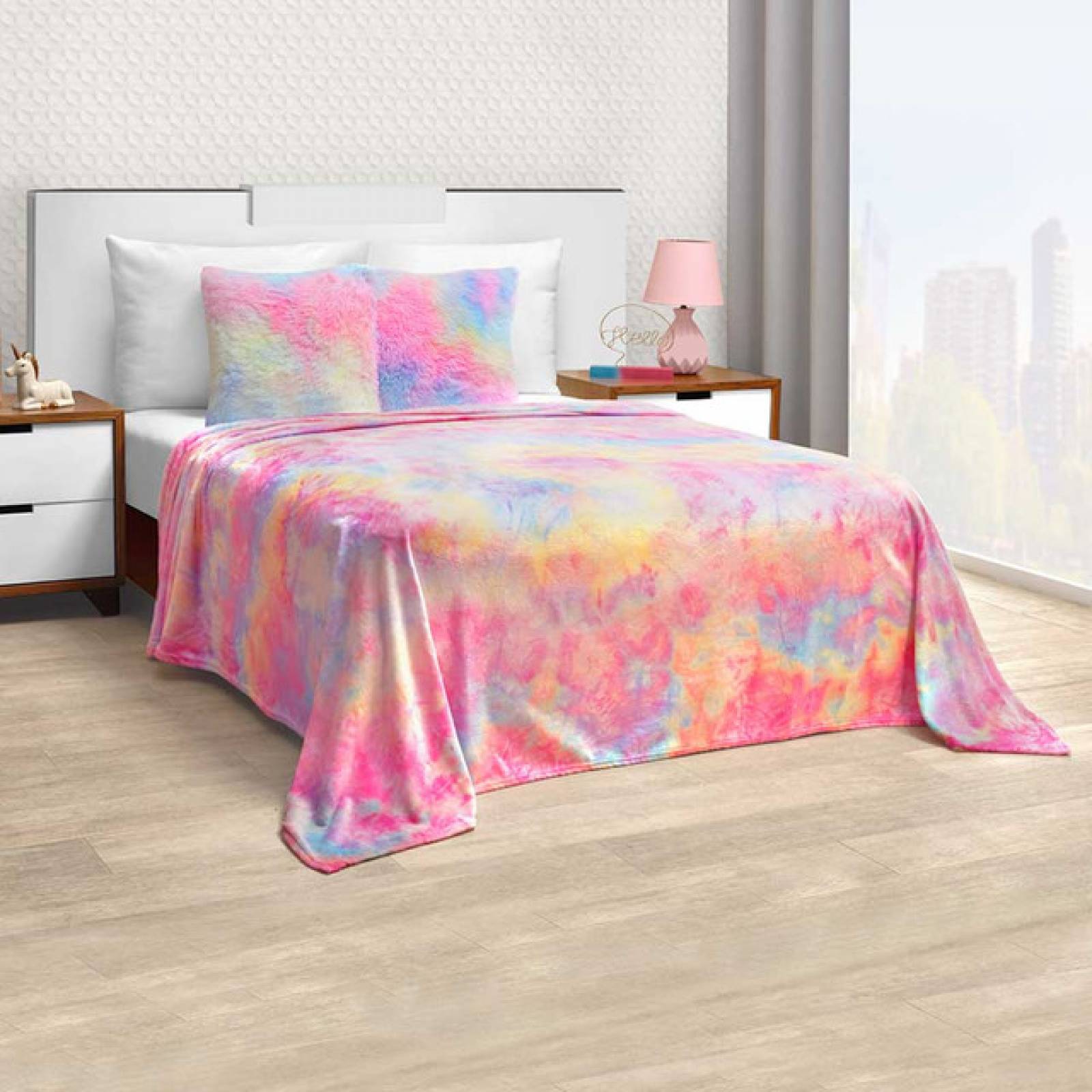 Frazada Matrimonial Rosa Sherpa Tie Dye