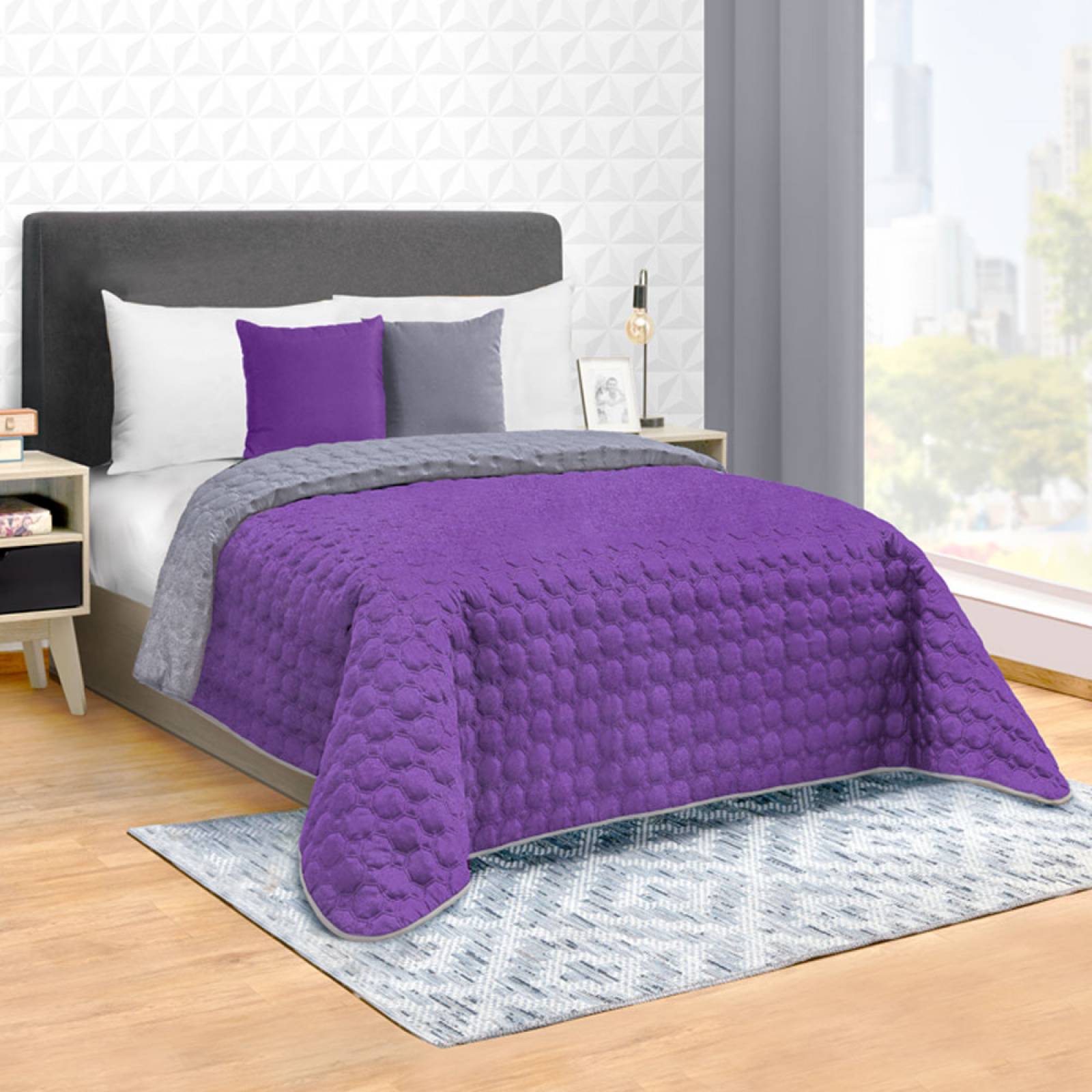 Edredón Ligero Individual Violeta Dos vistas