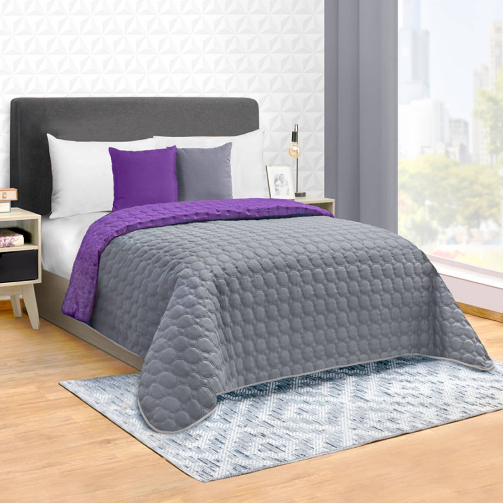 Edredón Ligero Individual Violeta Dos vistas