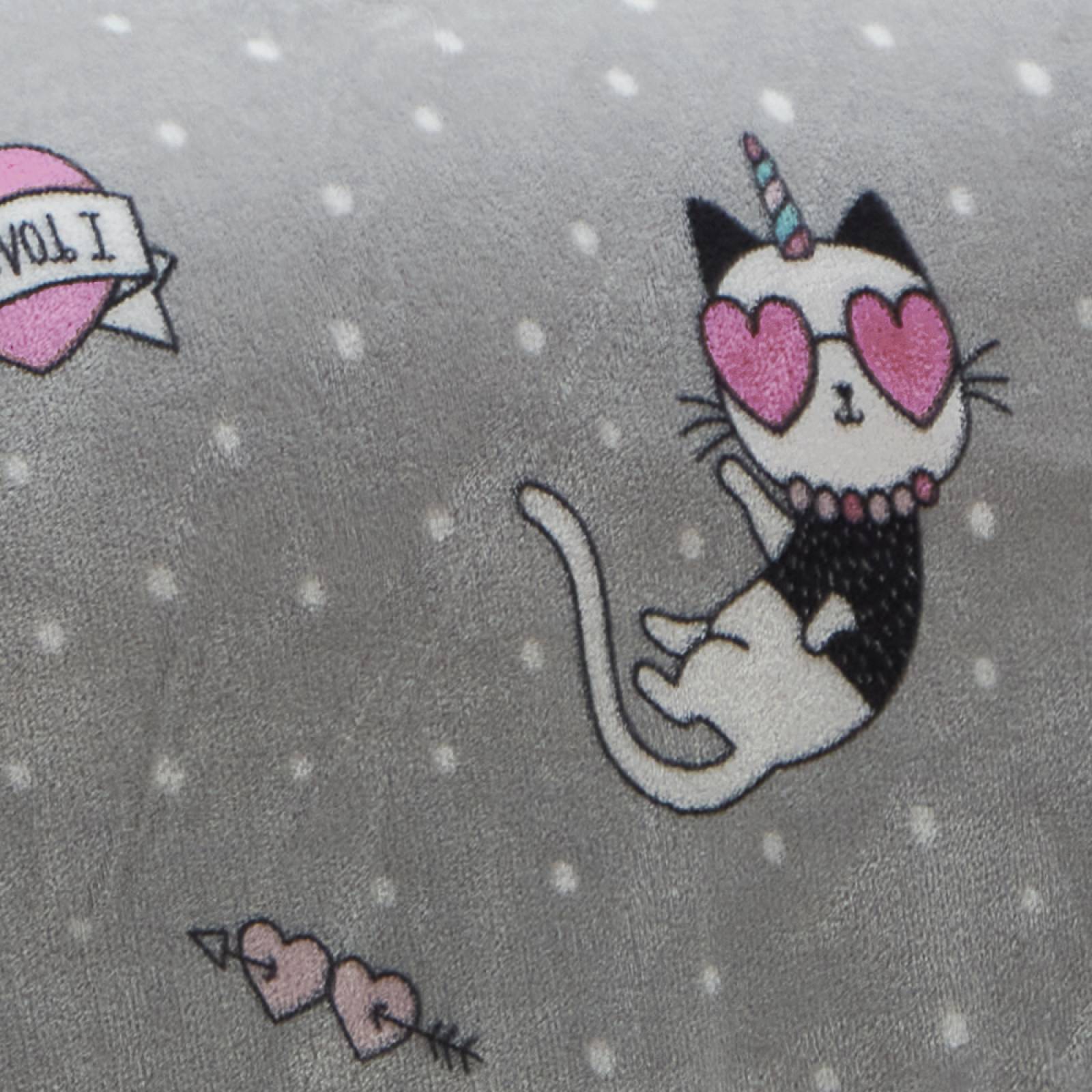 Cobertor Matrimonial Gris Gatos Térmico Queen.