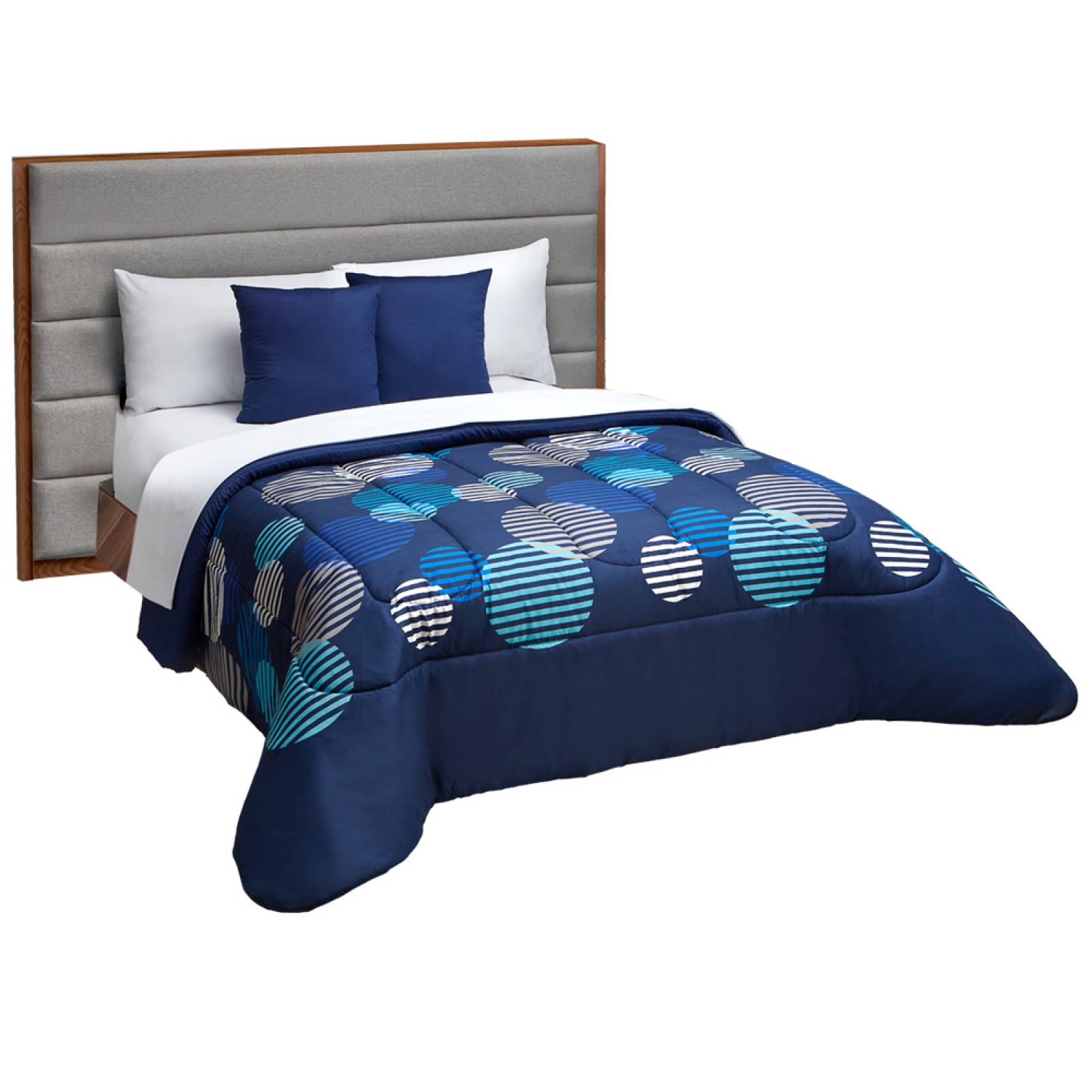 Edredón con Sábanas Individual Azul Círculos Dos vistas Blue.