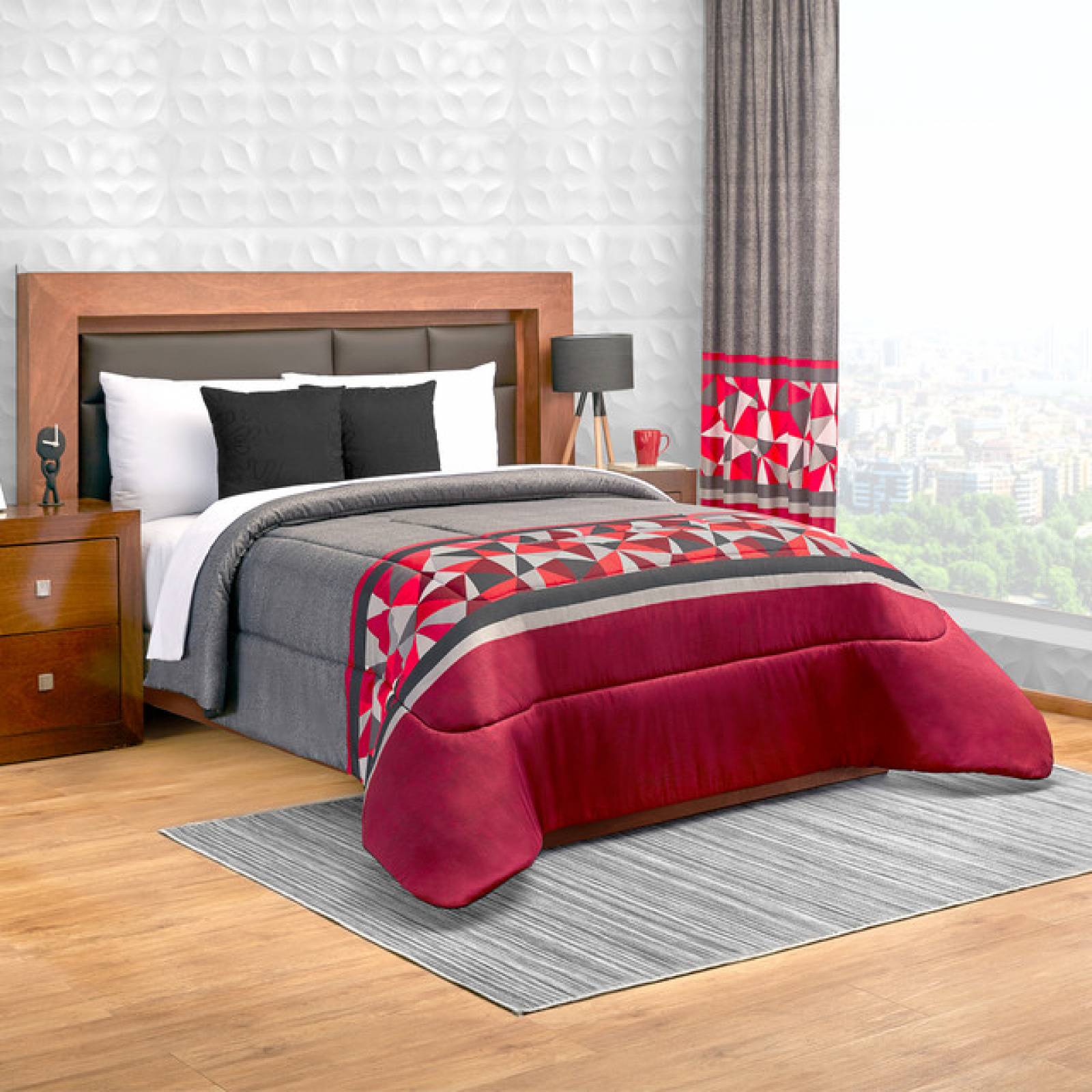 Edredón con Sábanas King Size Rojo Dos vistas Ópalo.