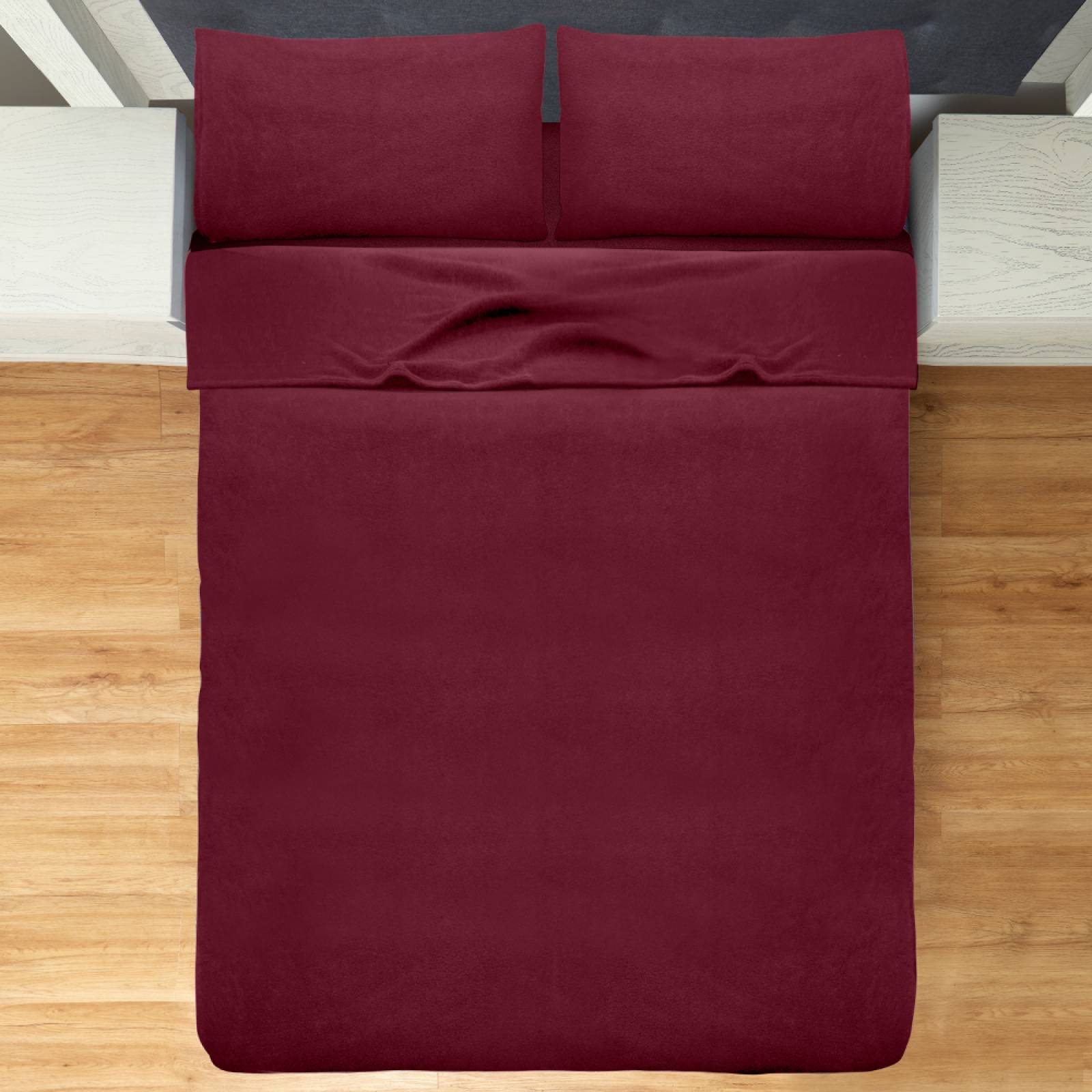 Sábana Polar King Size Vino Calientita invernal.