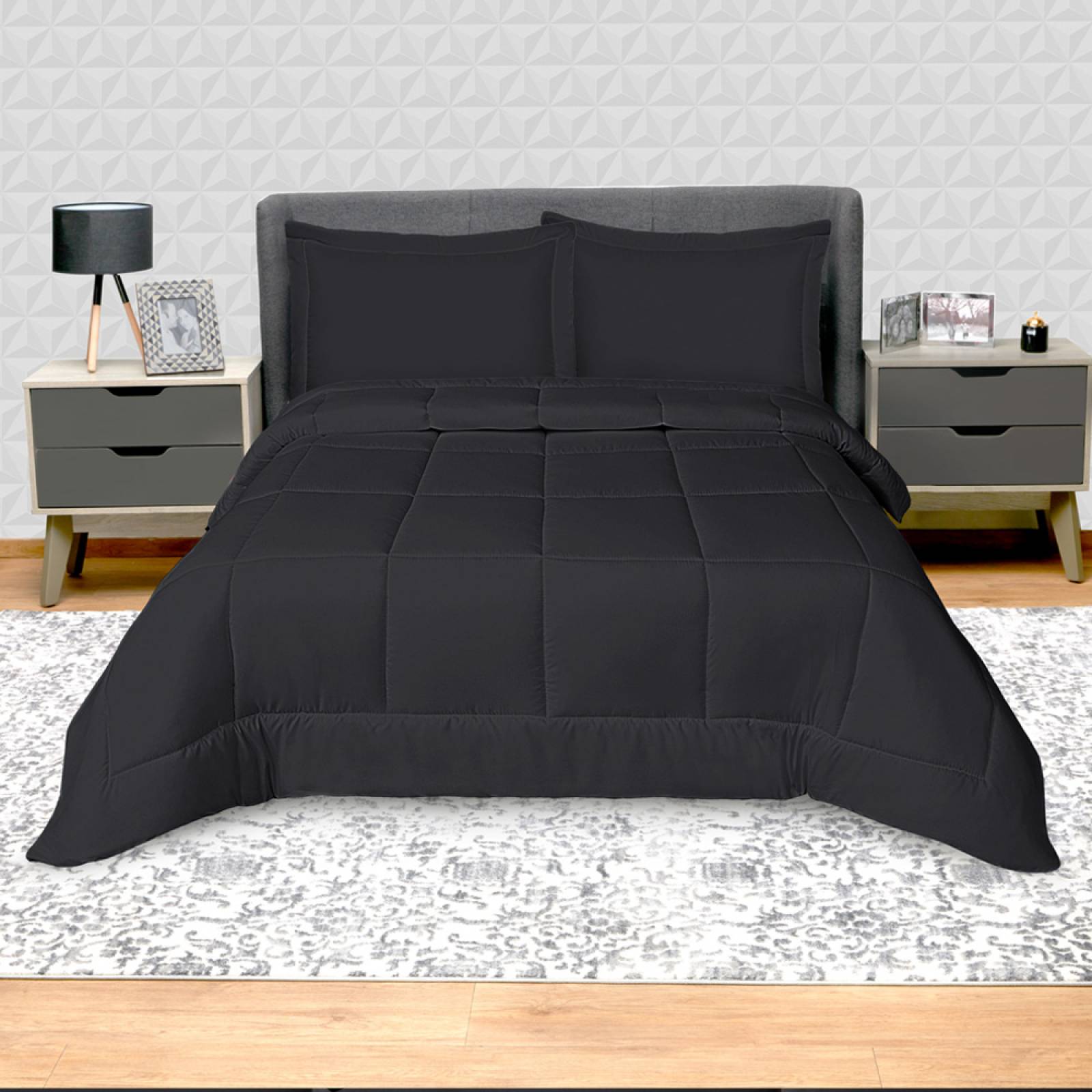 Edredón Duvet Con Relleno King Size Negro