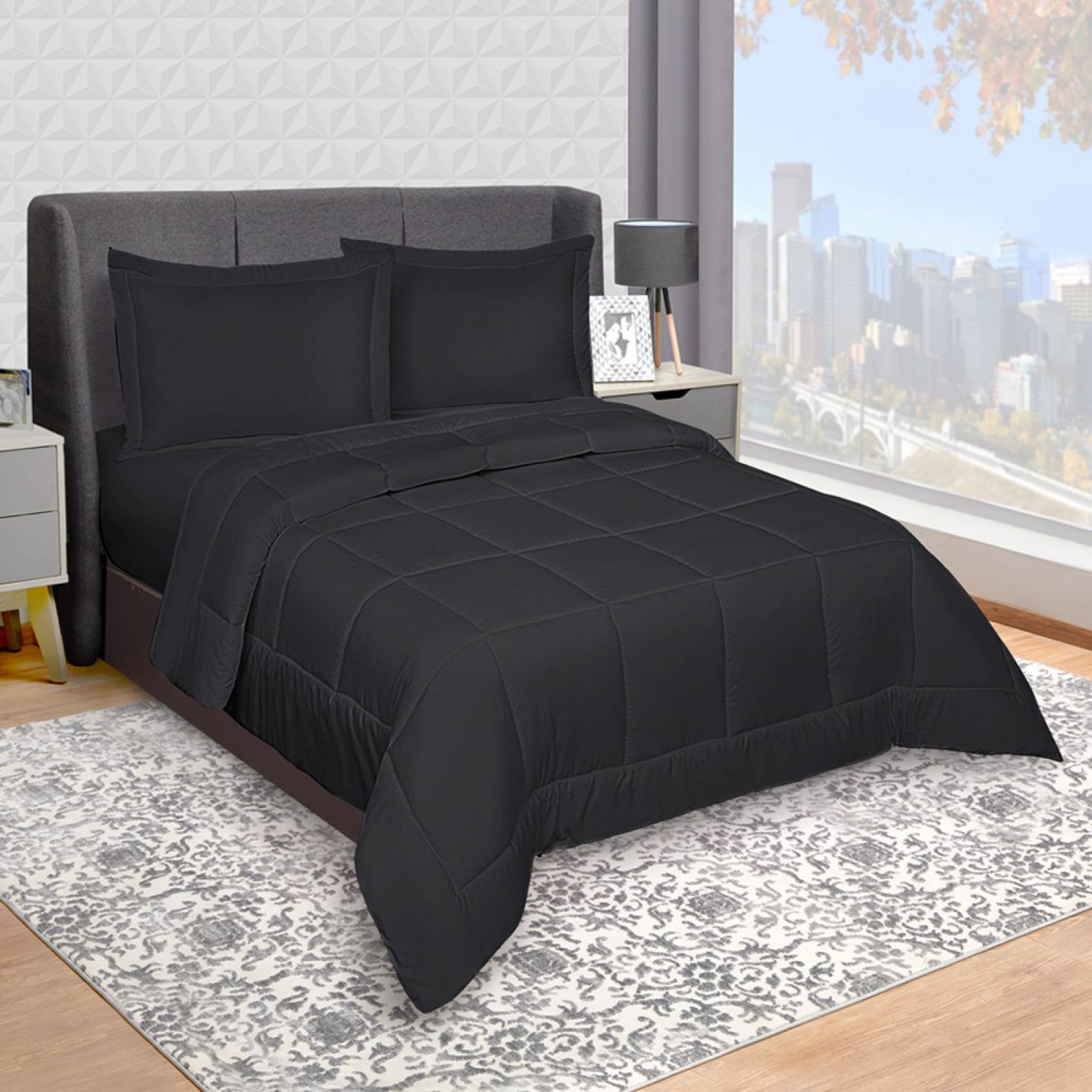 Edredón Duvet Con Relleno King Size Negro