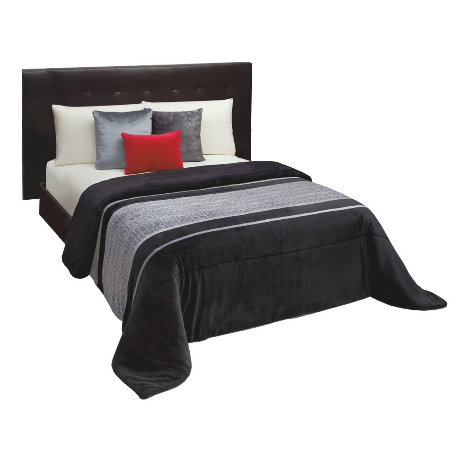 Cobertor con Borrega Matrimonial Negro Térmico Sable.