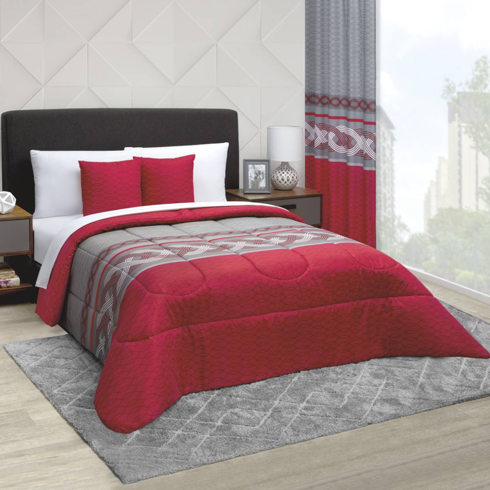 Edredón con Sábanas King Size Rojo Dos vistas Coruña.