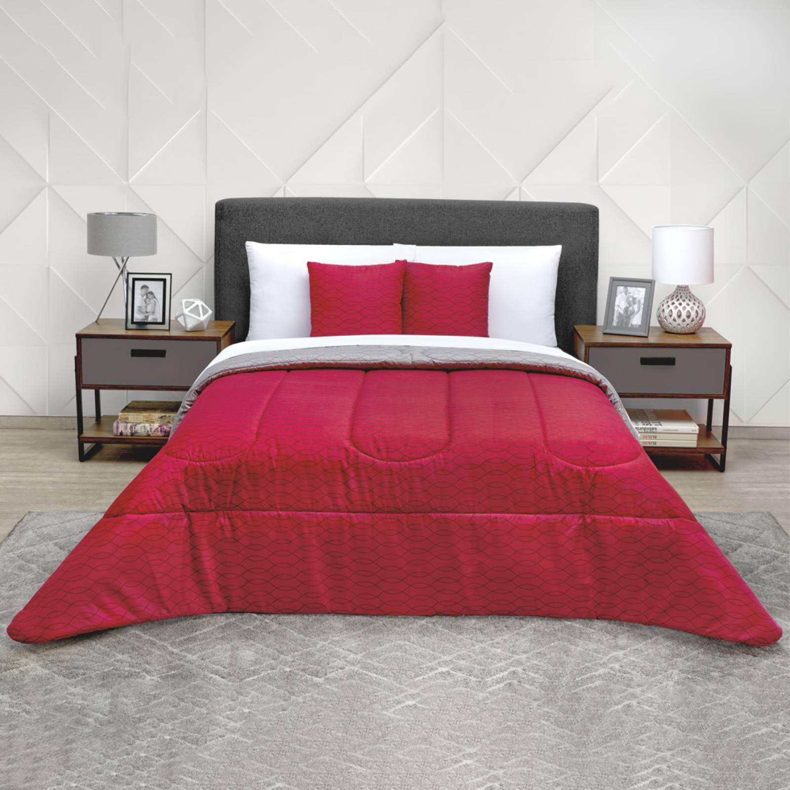 Edredón con Sábanas King Size Rojo Dos vistas Coruña.