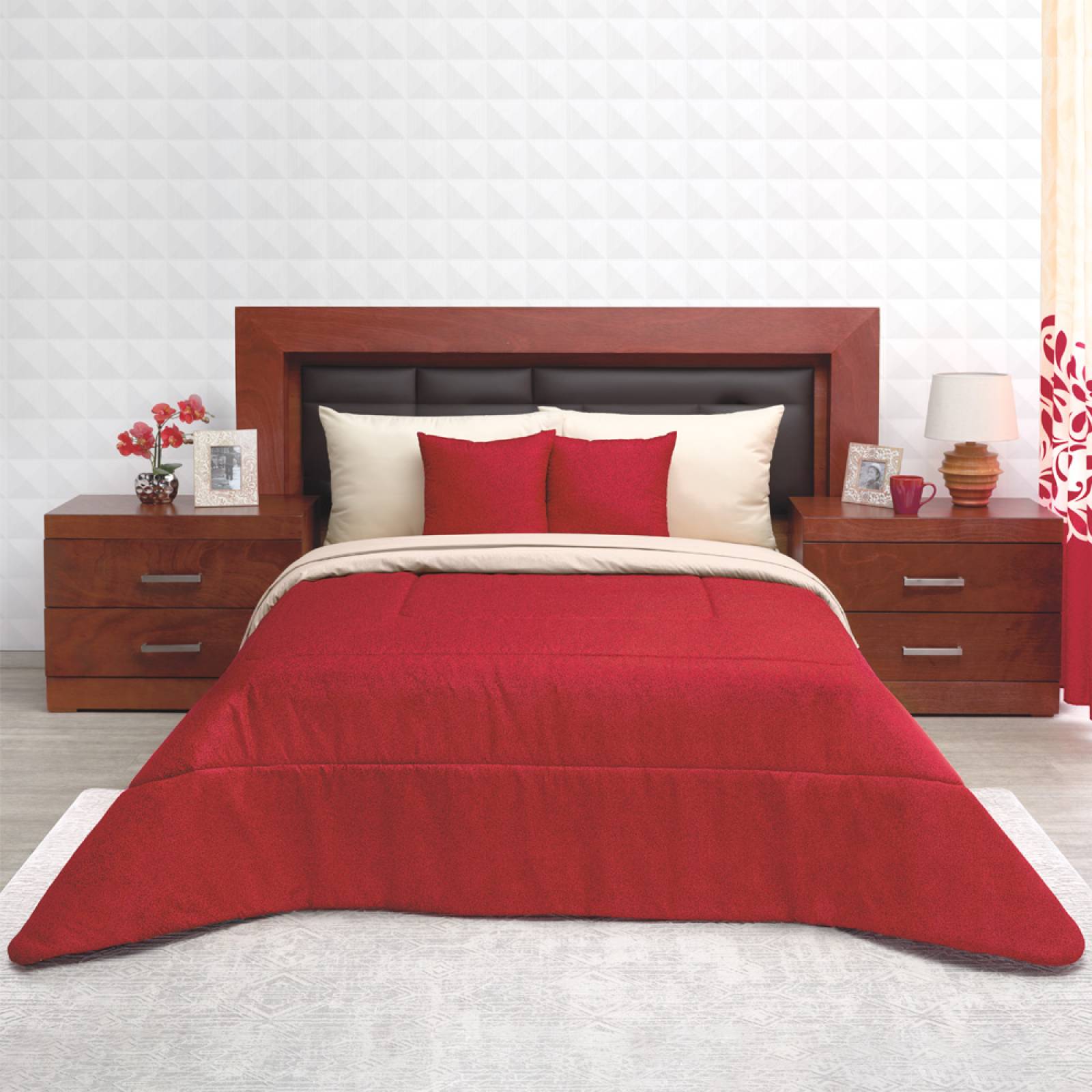 Edredón con Sábanas King Size Rojo Dos vistas Osaka.
