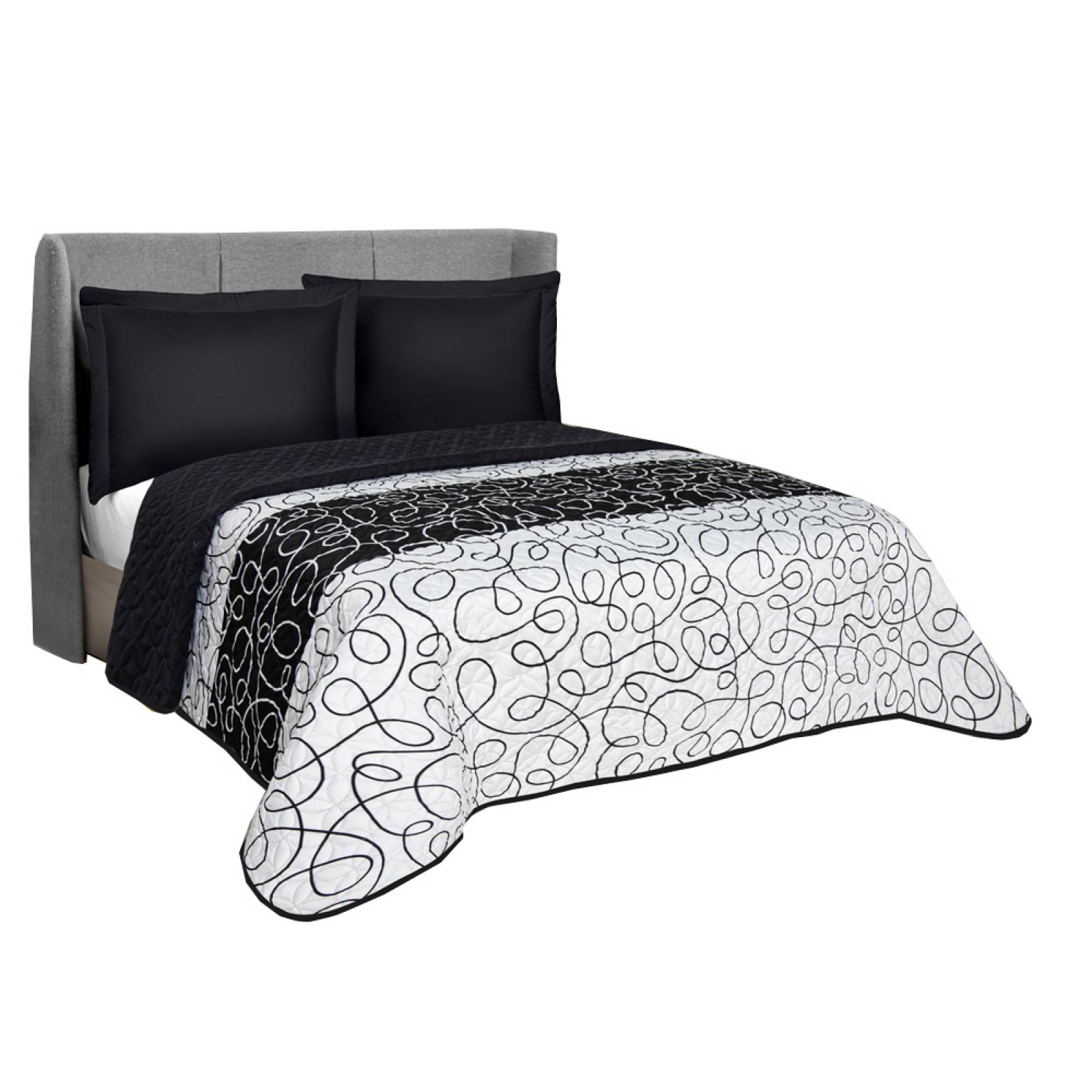 Edredón Ligero Matrimonial Negro con fundas Shajor