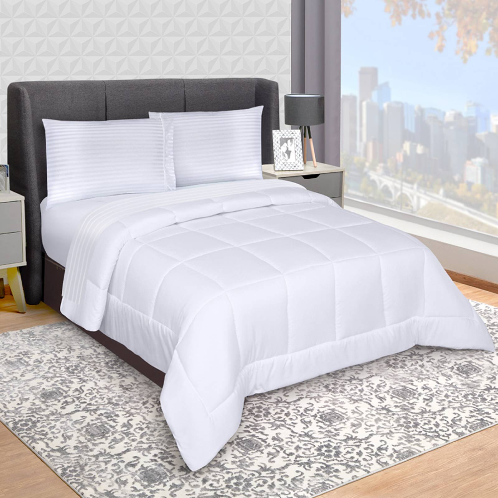 Edredón  Con Sabanas Matrimonial Blanco Plumón alternativo