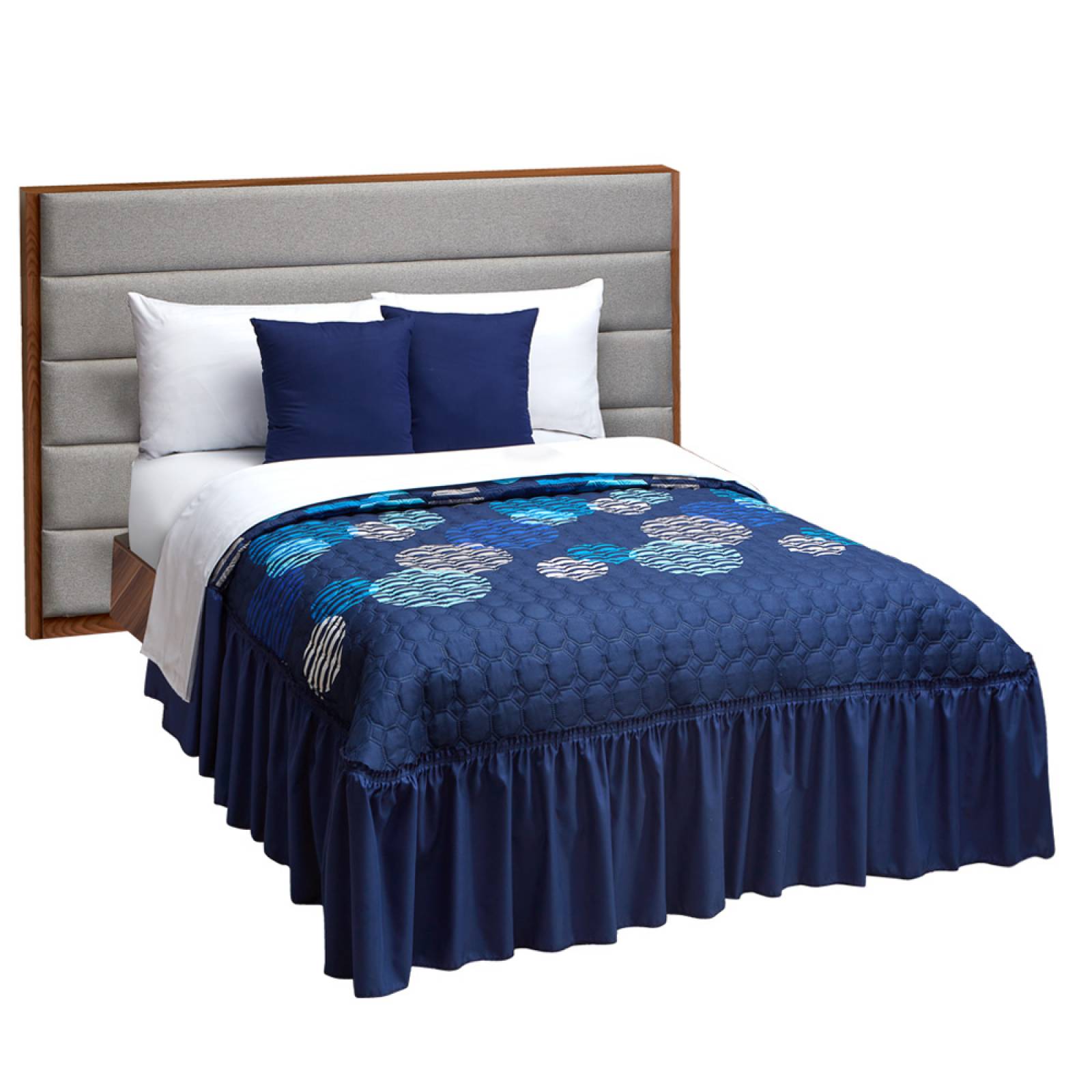 Colcha Con Cojines Matrimonial Azul Con Forro De Tela Blue