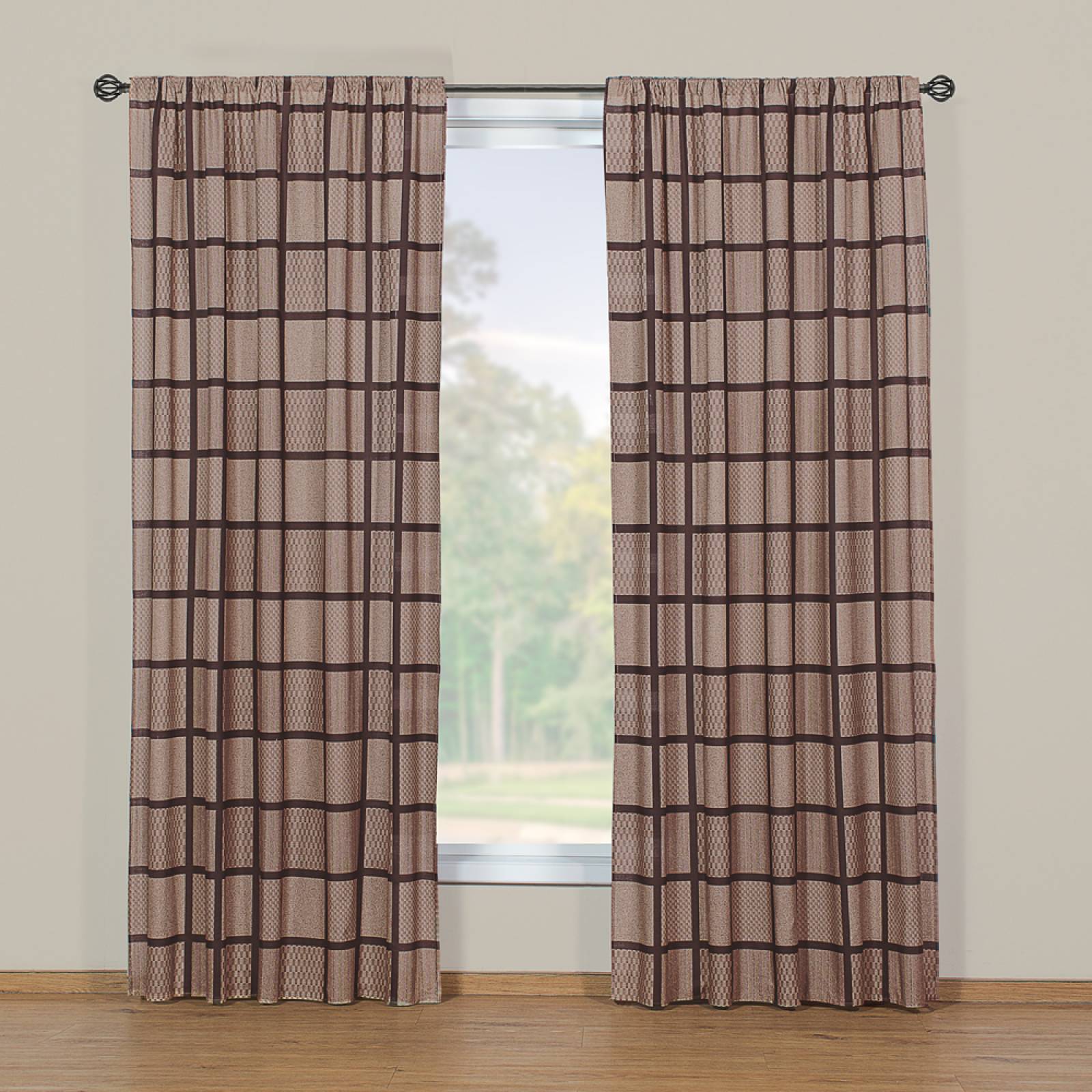 Cortinas Café Cuadros dos paneles de 1.30 x 2.20 Toledo.