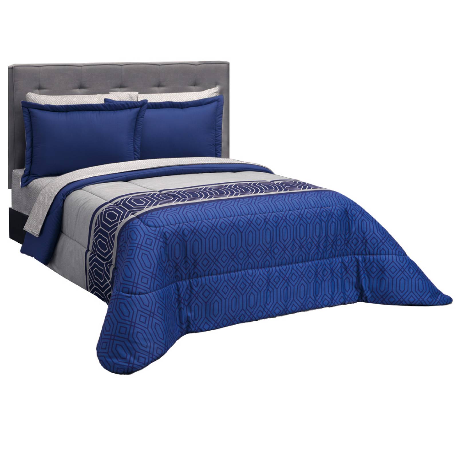Edredón Con Sábanas King Size Azul Marino Lugo.