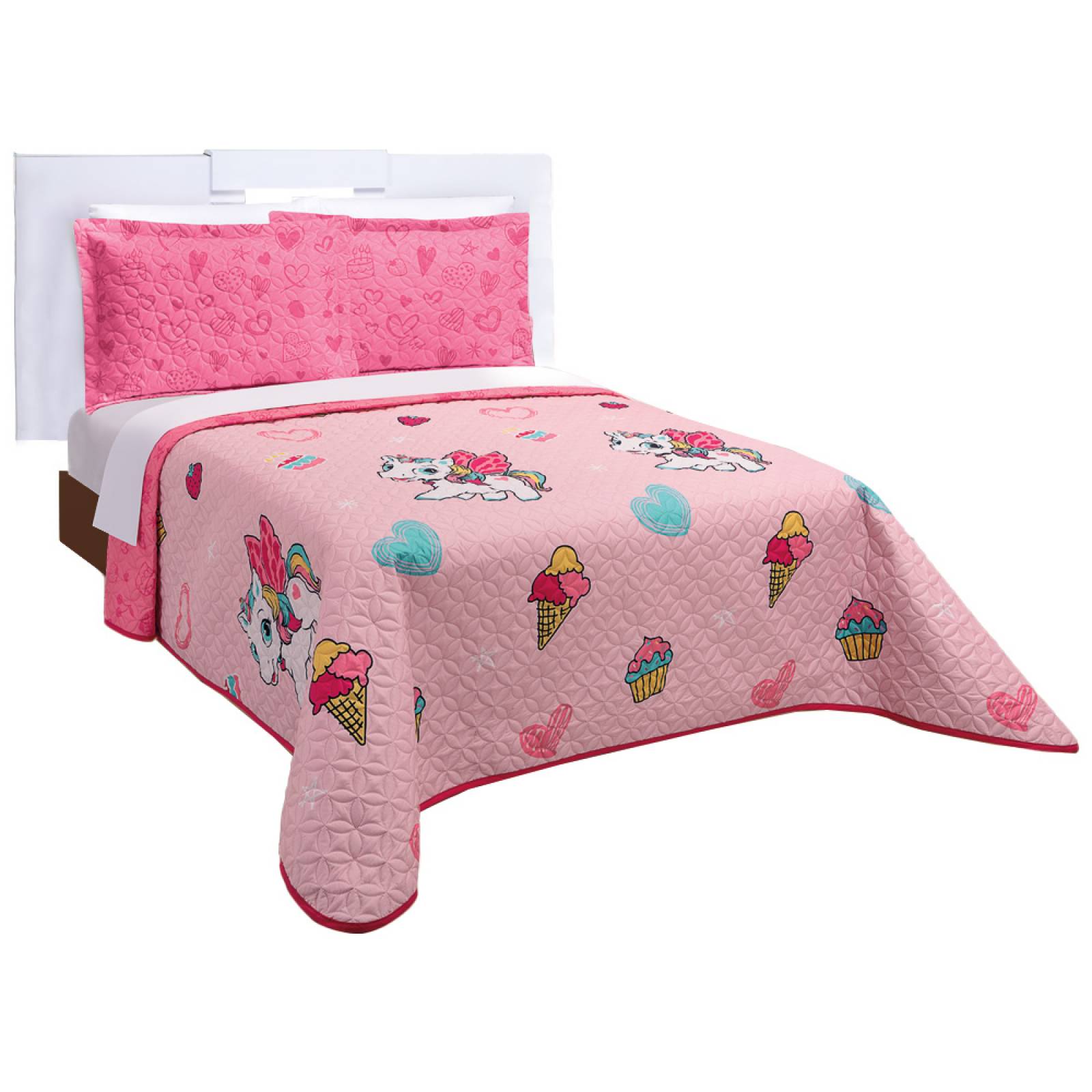 Edredón Ligero Individual Rosa Dos Vistas  Boni.