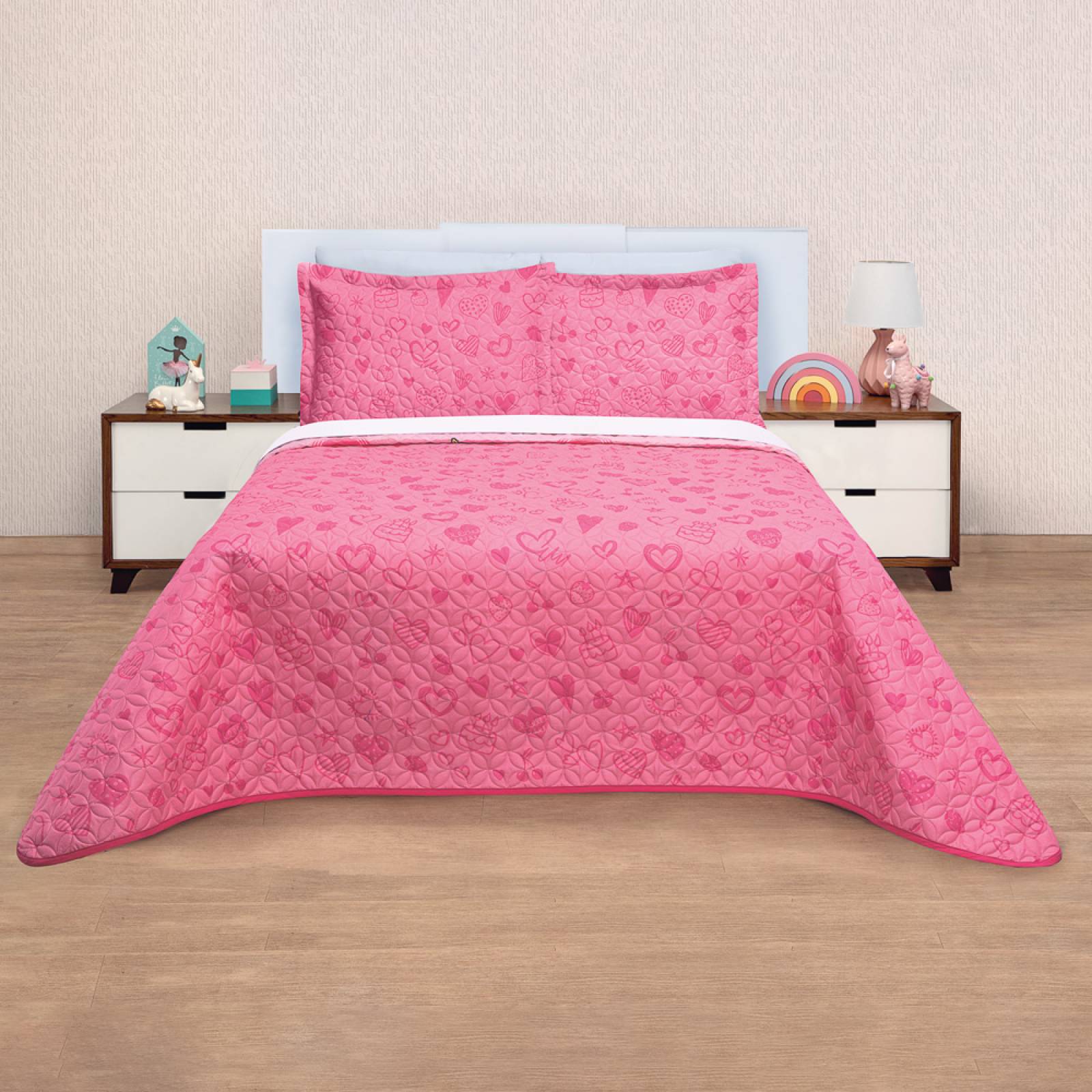 Edredón Ligero Individual Rosa Dos Vistas  Boni.