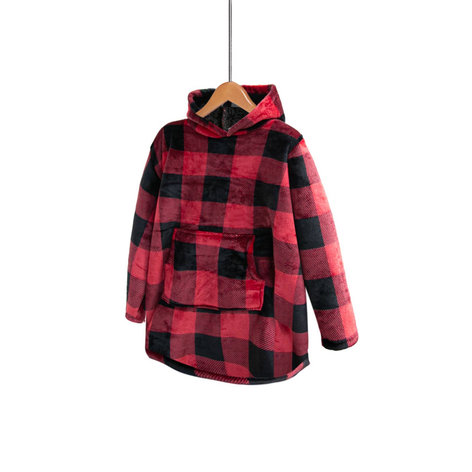 Sudadera Oversize Fit Infantil Afelpada Y Calientita Baggy Cuadros.