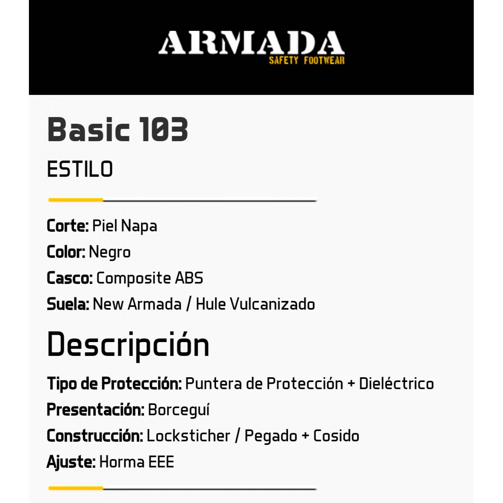 Armada Botas Piel Industriales Seguridad Trabajo Casquillo Dielectrico Basic 103