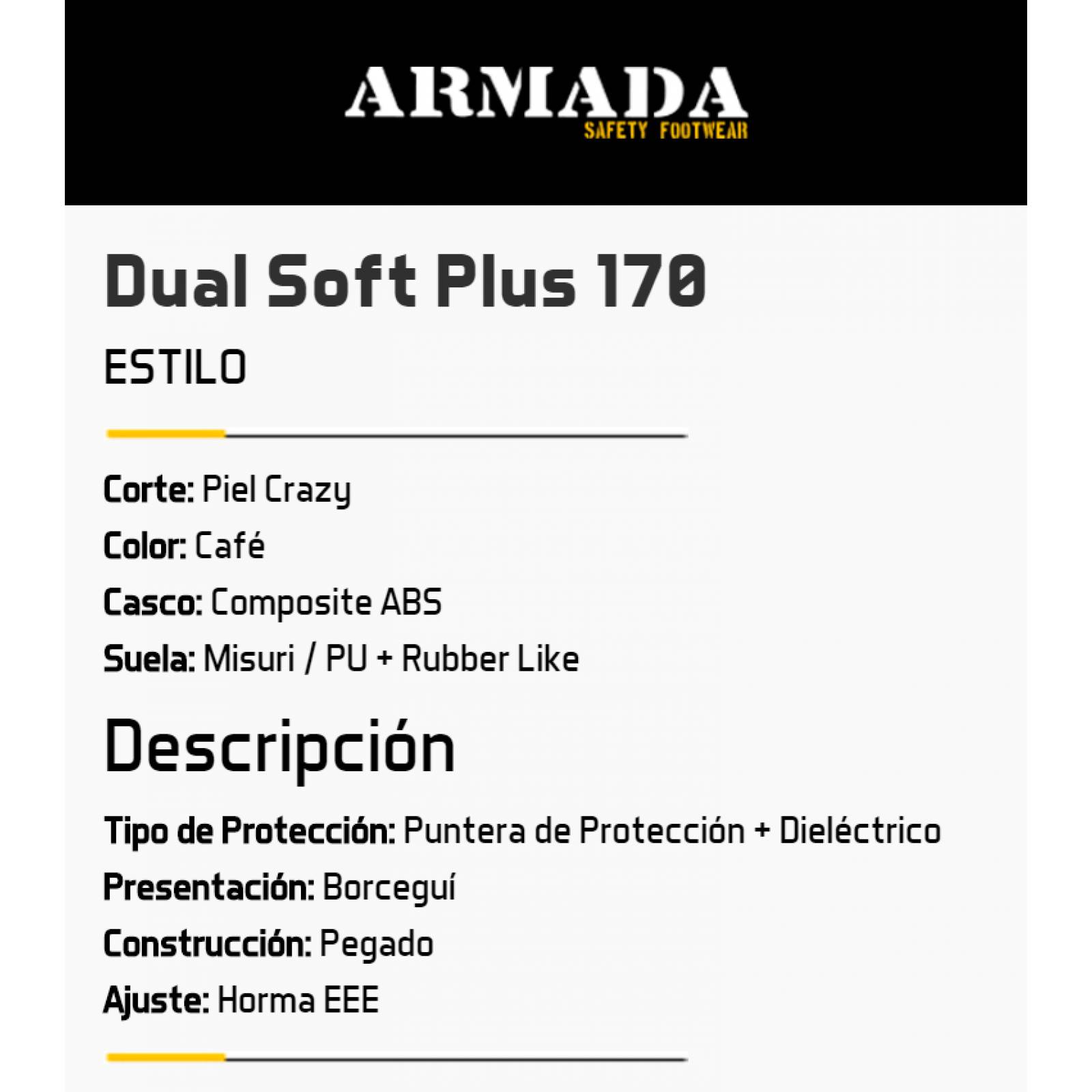 Armada Botas Piel Industriales Seguridad Trabajo Casquillo Dieléctricas Dual Soft Plus 170