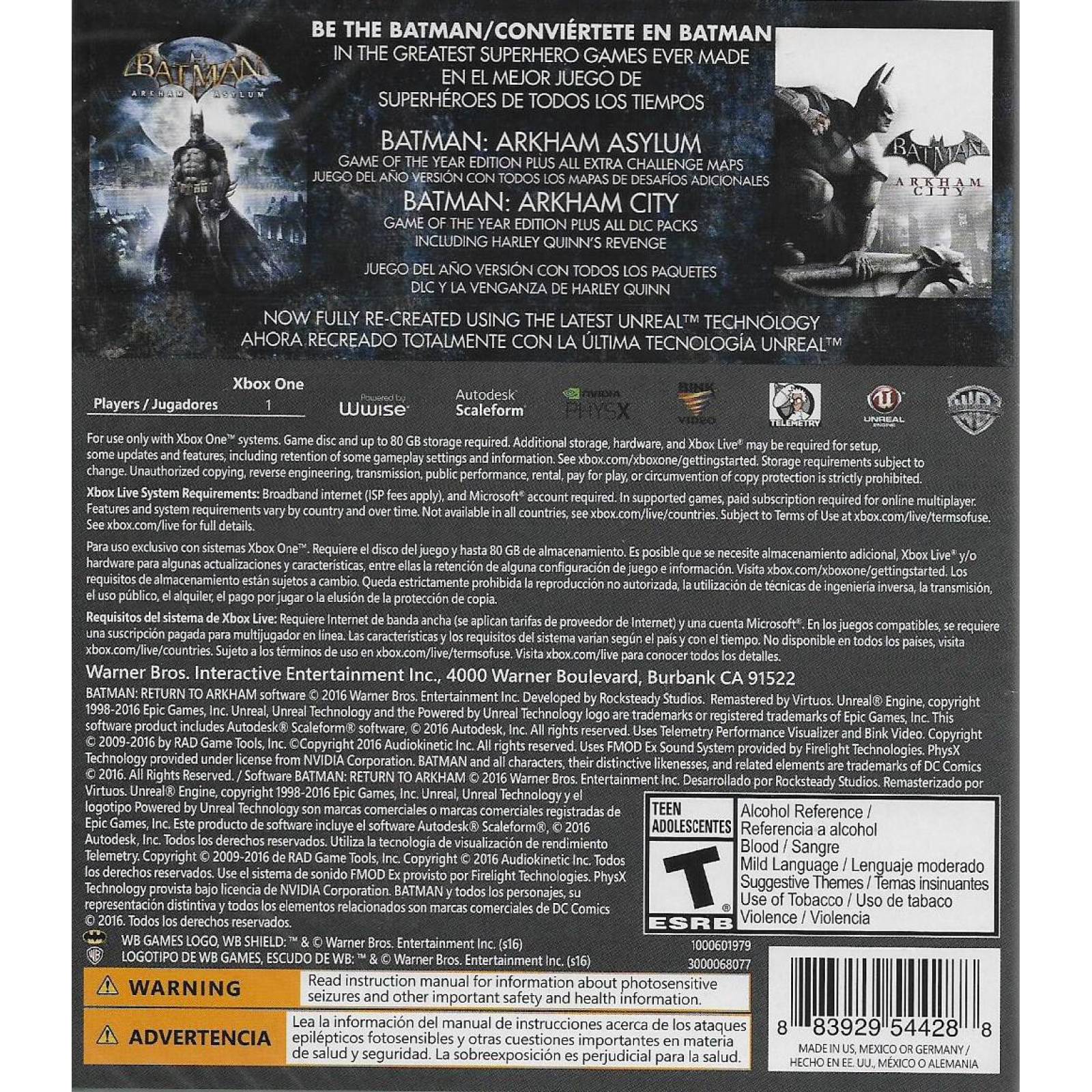 Batman: Return to Arkham   XB1