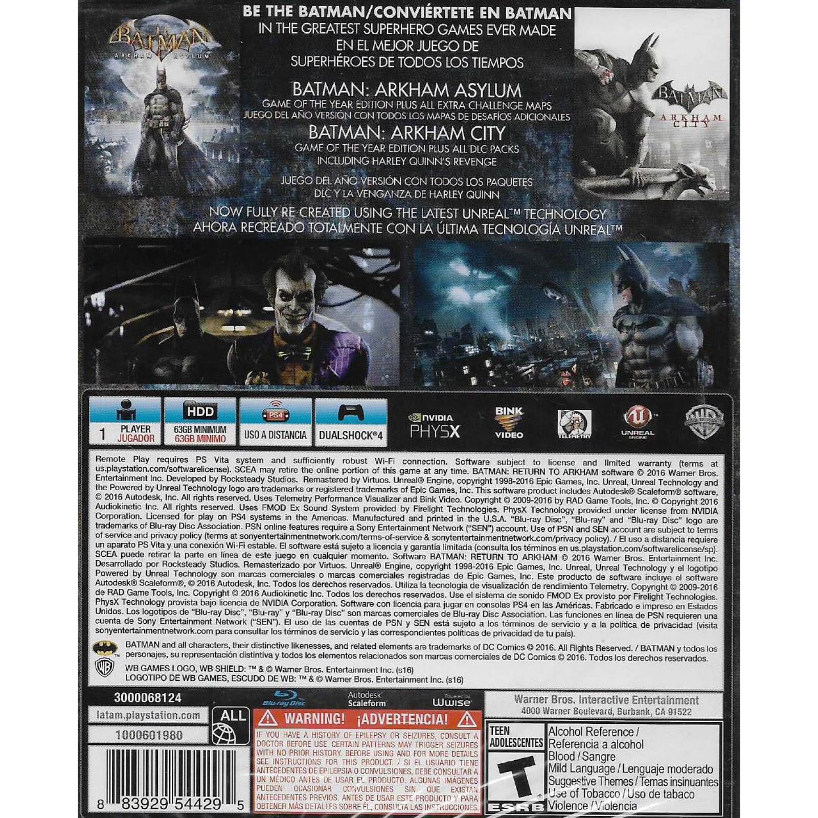 Batman: Return to Arkham PS4