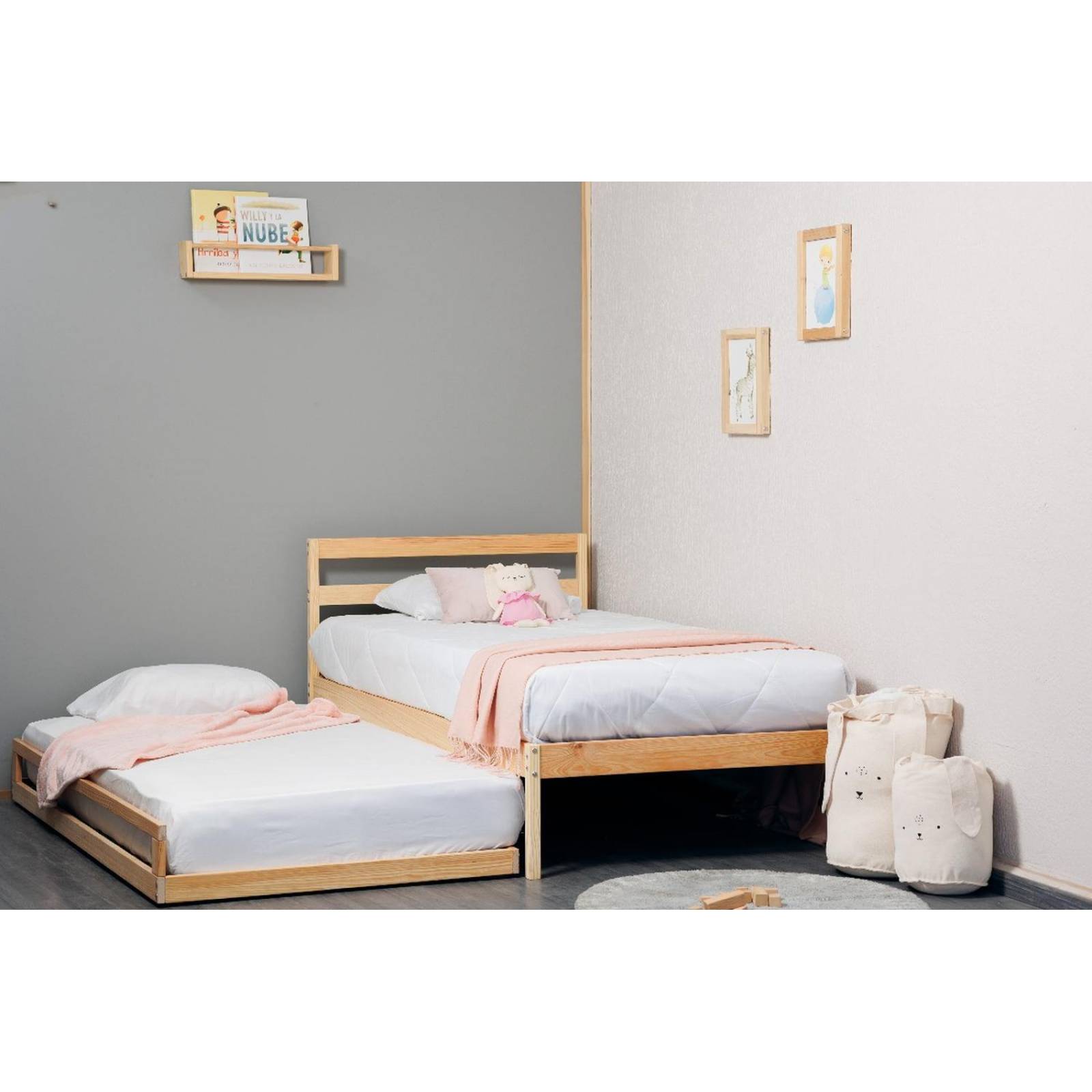Cama Canguro Individual Madera De Pino Envío Gratis 
