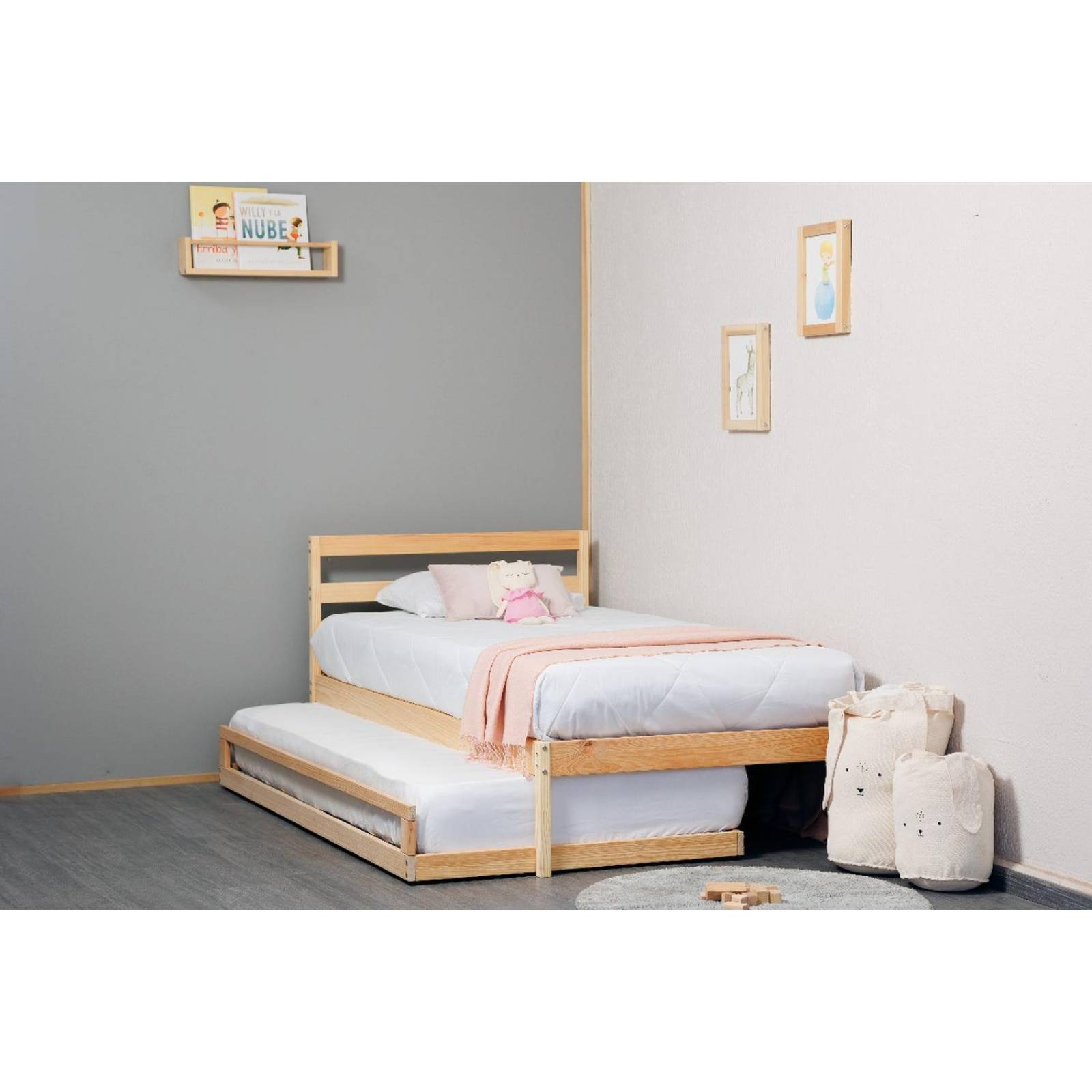 Cama Canguro Individual Madera De Pino Envío Gratis 