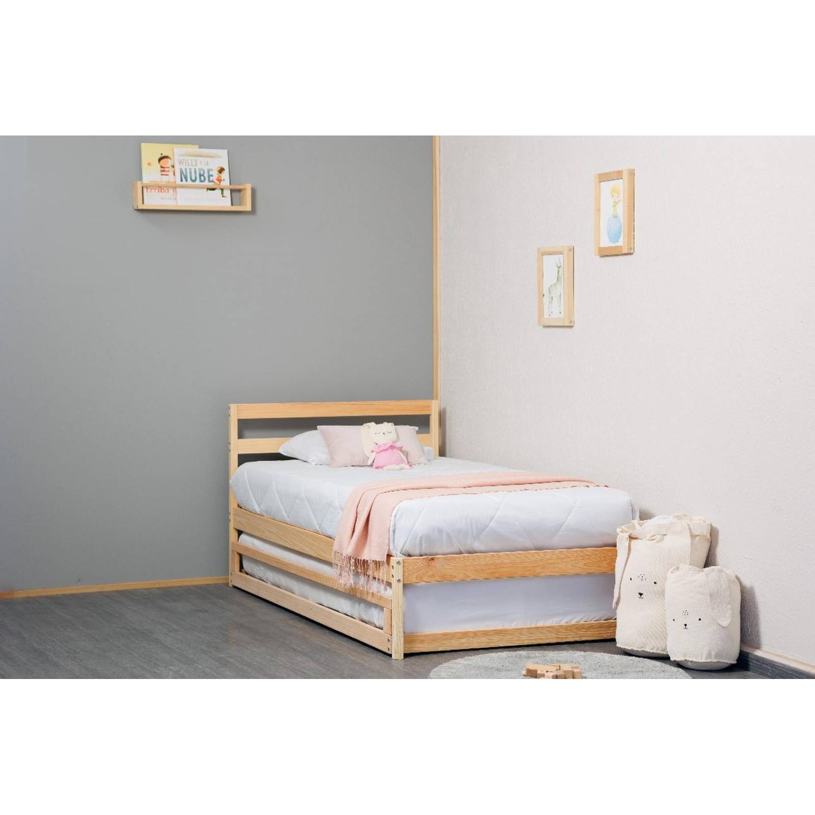 Cama Canguro Individual Madera De Pino Envío Gratis 