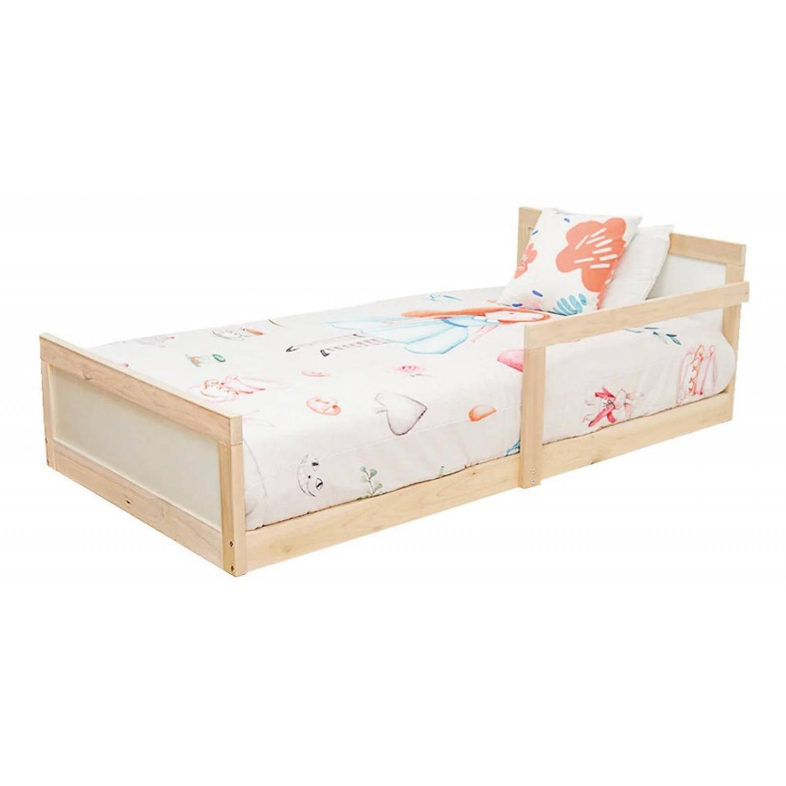 Cama Montessori Individual Moderna Infantil Madera Kit 