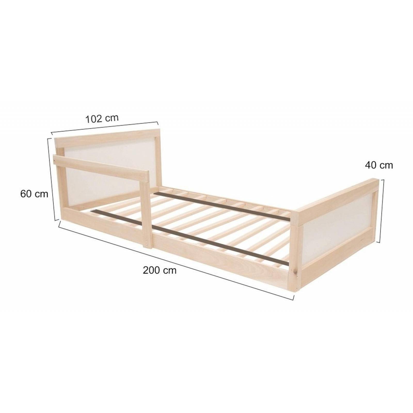 Cama Montessori Individual Moderna Infantil Madera Kit 
